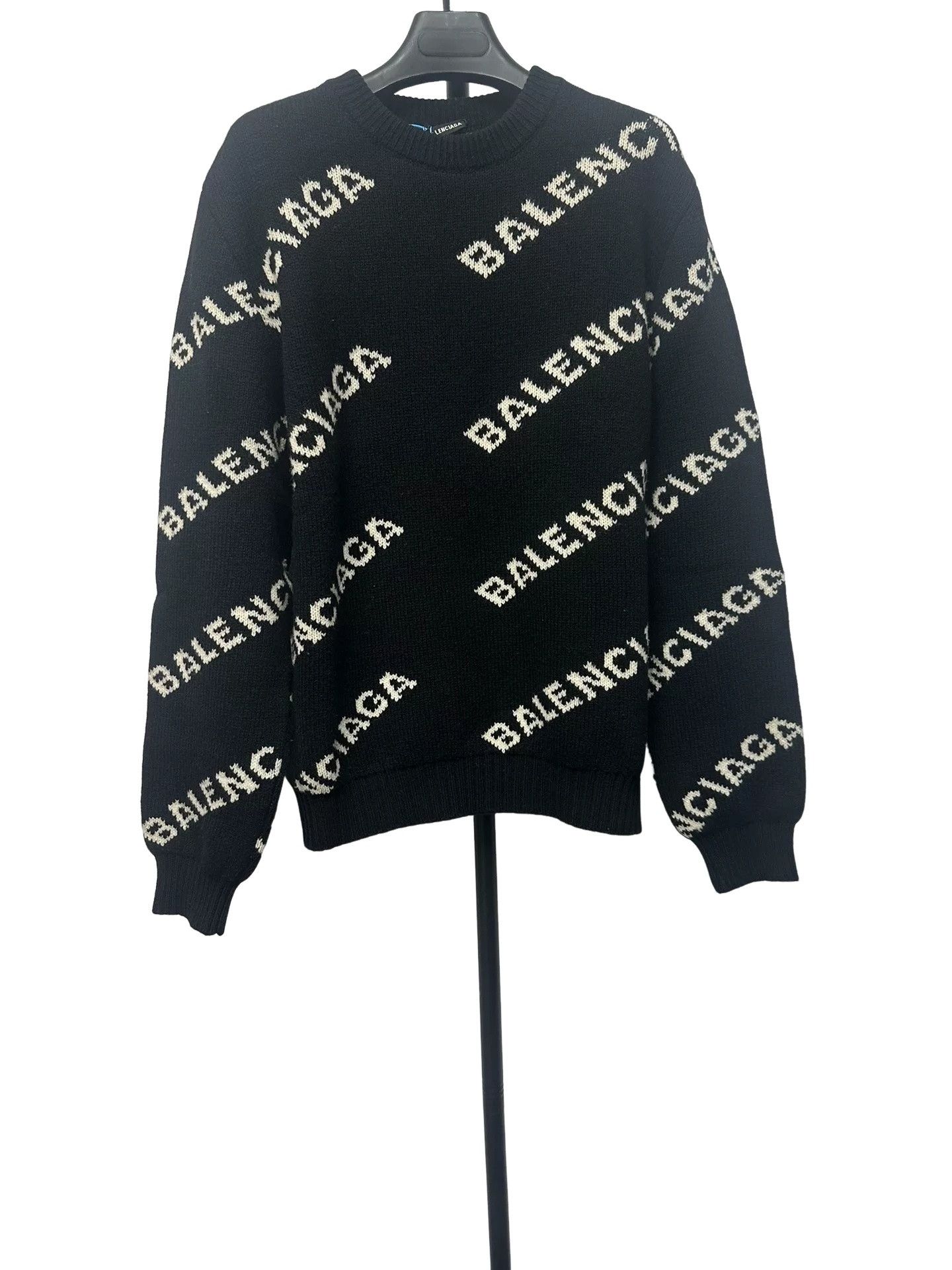 Balenciaga Balenciaga Logo Intarsia Knit Sweater Size S Size US S / EU 44-46 / 1 - 1 Thumbnail