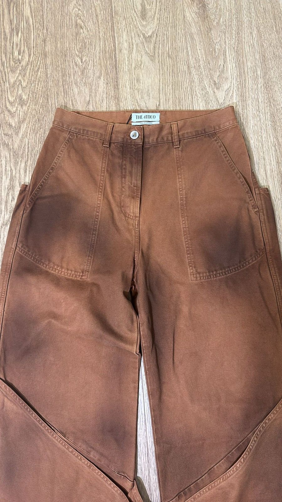 The Attico The Attico wide leg jeans camel Size 25" / US 0 / IT 36 - 8 Thumbnail