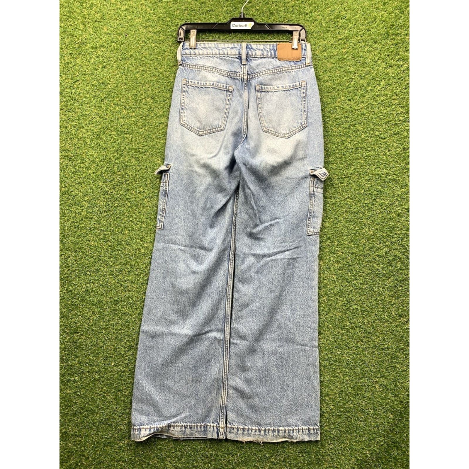 Vintage Aéropostale Jeans Womens 0 High Rise Wide-Leg Cargo Light Wash Blue 90s Grunge Indie Regular Womens Jeans Size 25" / US 0 / IT 36 - 2 Thumbnail