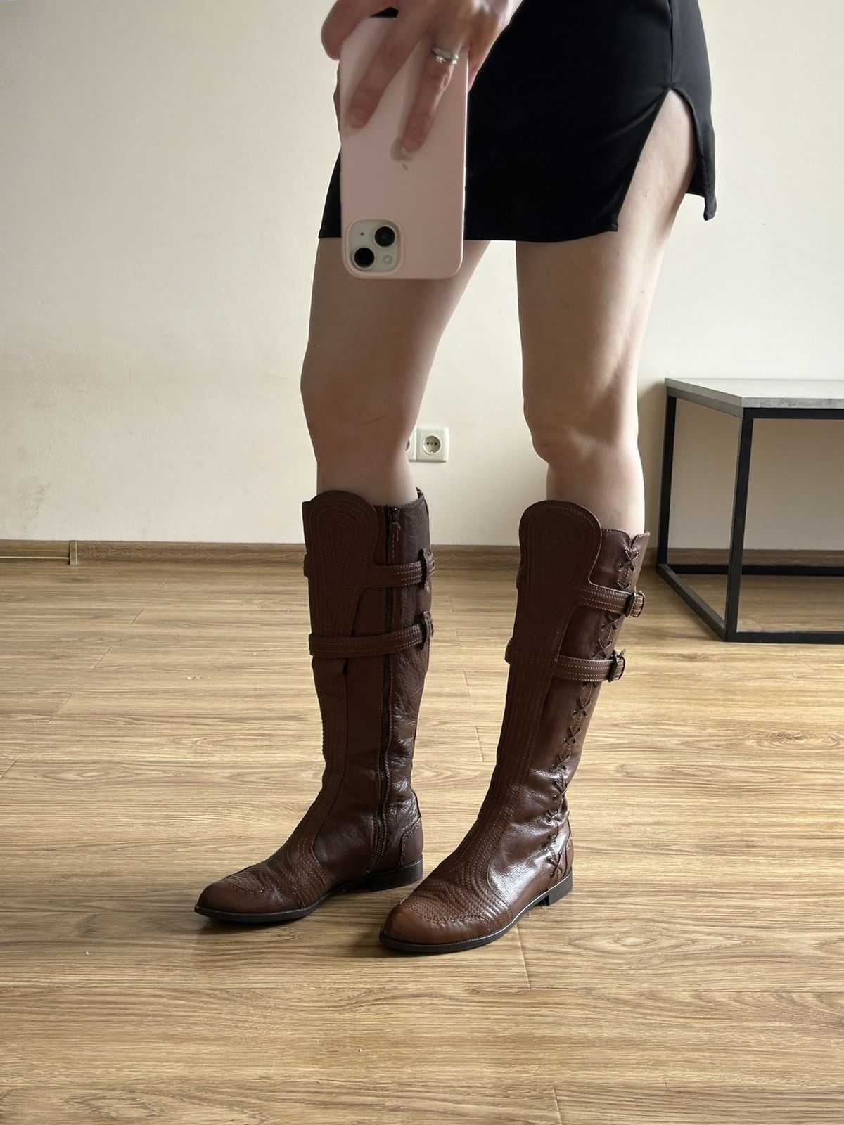 McQ Alexander McQueen Alexander Mcqueen Leather High Browm Boots Old money Size US 7.5 / IT 37.5 - 10 Thumbnail
