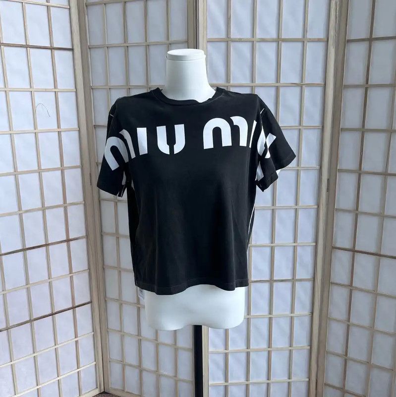 Miu Miu Miu Miu Black Cotton Women's T-Shirt 0089 Size M / US 6-8 / IT 42-44 - 1 Thumbnail