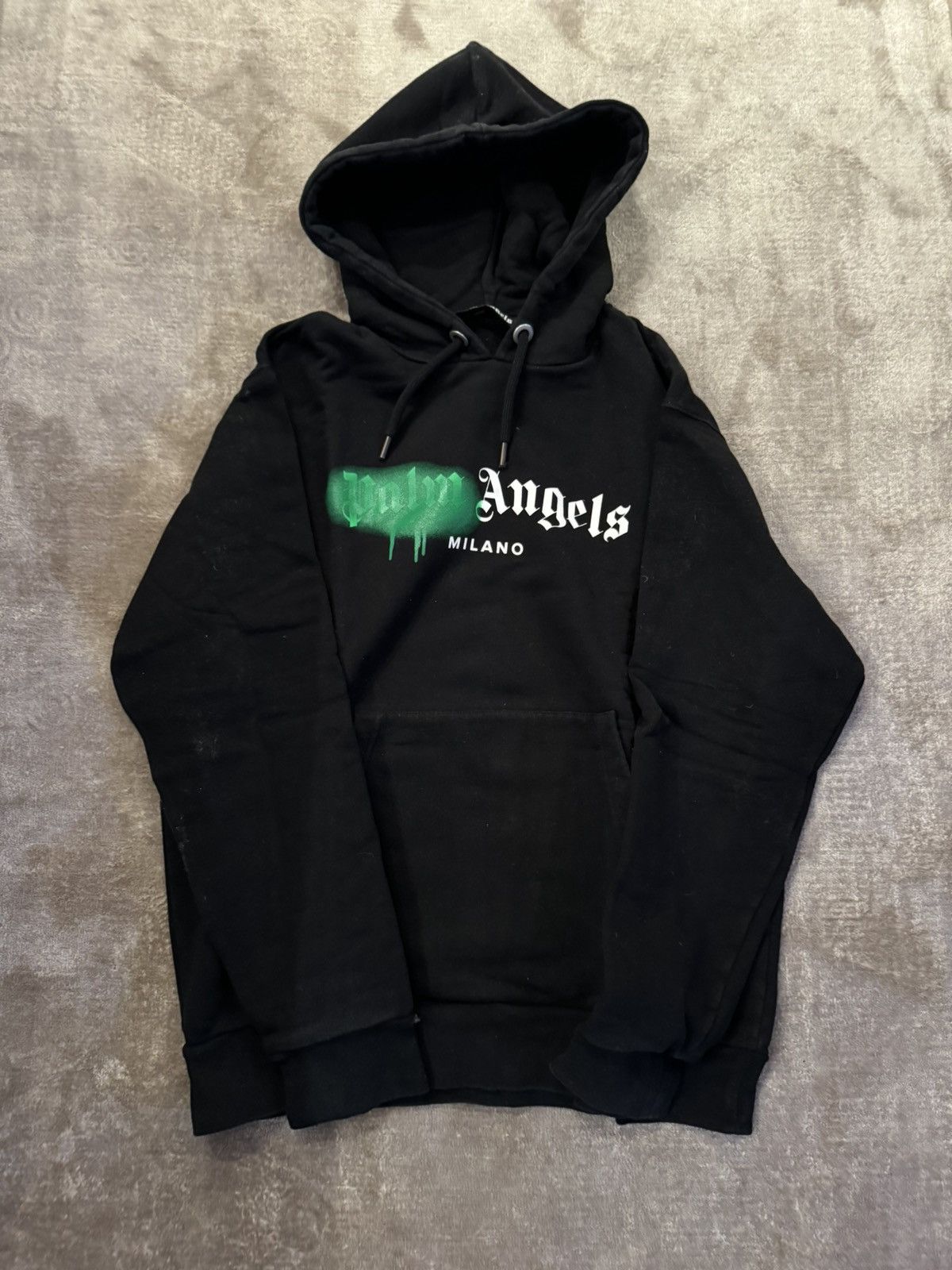 image of Palm Angels Palm Angles Milano Spray Paint Hoodie in Black, Men's (Size Medium)