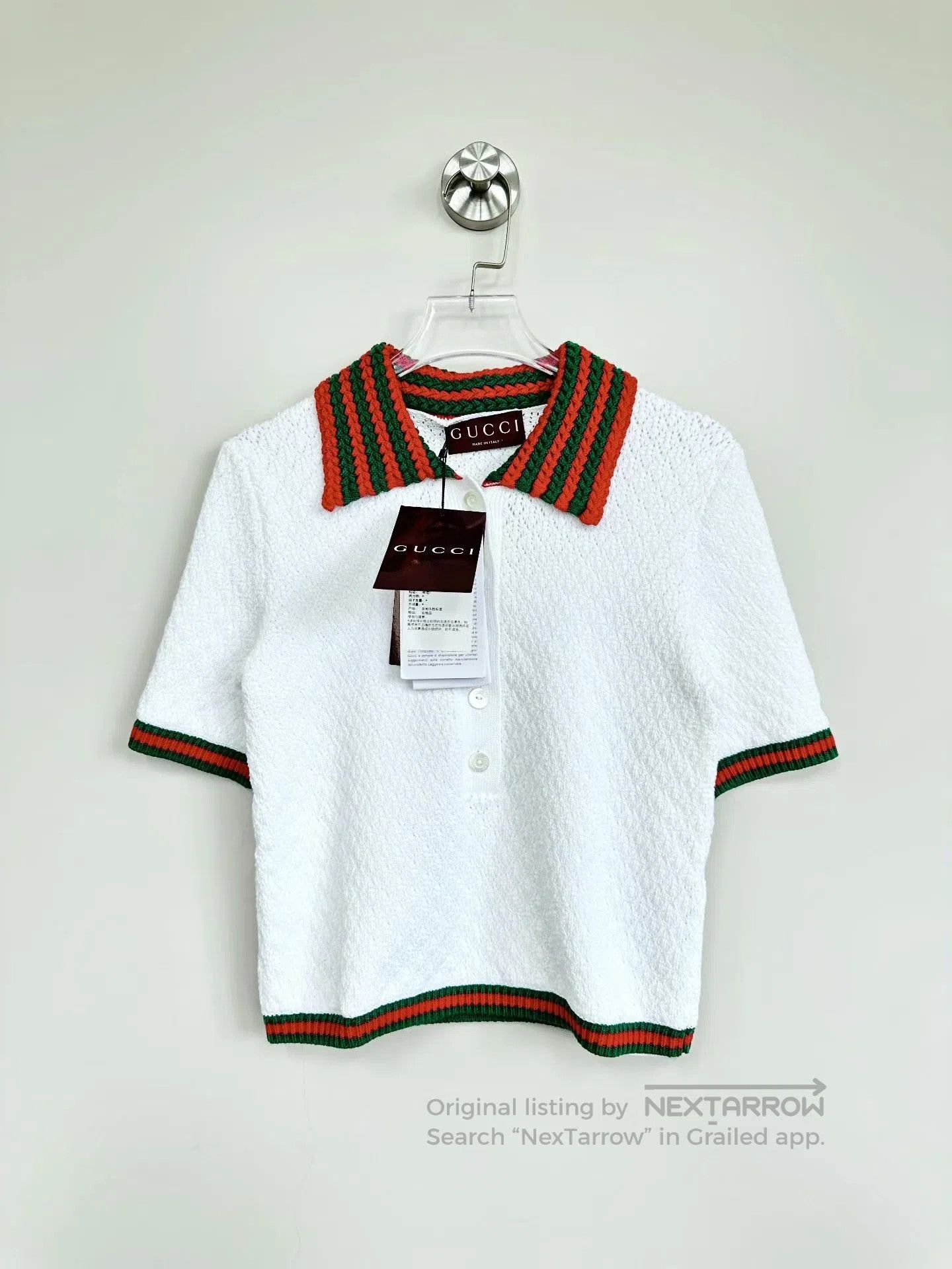 Gucci Gucci White Logo Cropped Polo Shirt. Size L / US 10 / IT 46 - 1 Thumbnail