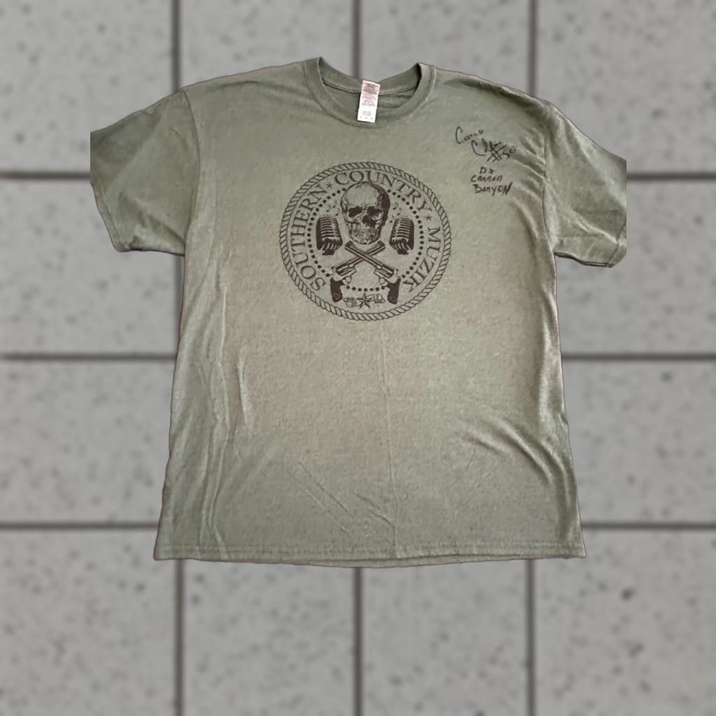 Gildan VINTAGE Southern Country Muzik T Shirt autographed DJ CANNON BANYON Green XL Size US XL / EU 56 / 4 - 1 Thumbnail