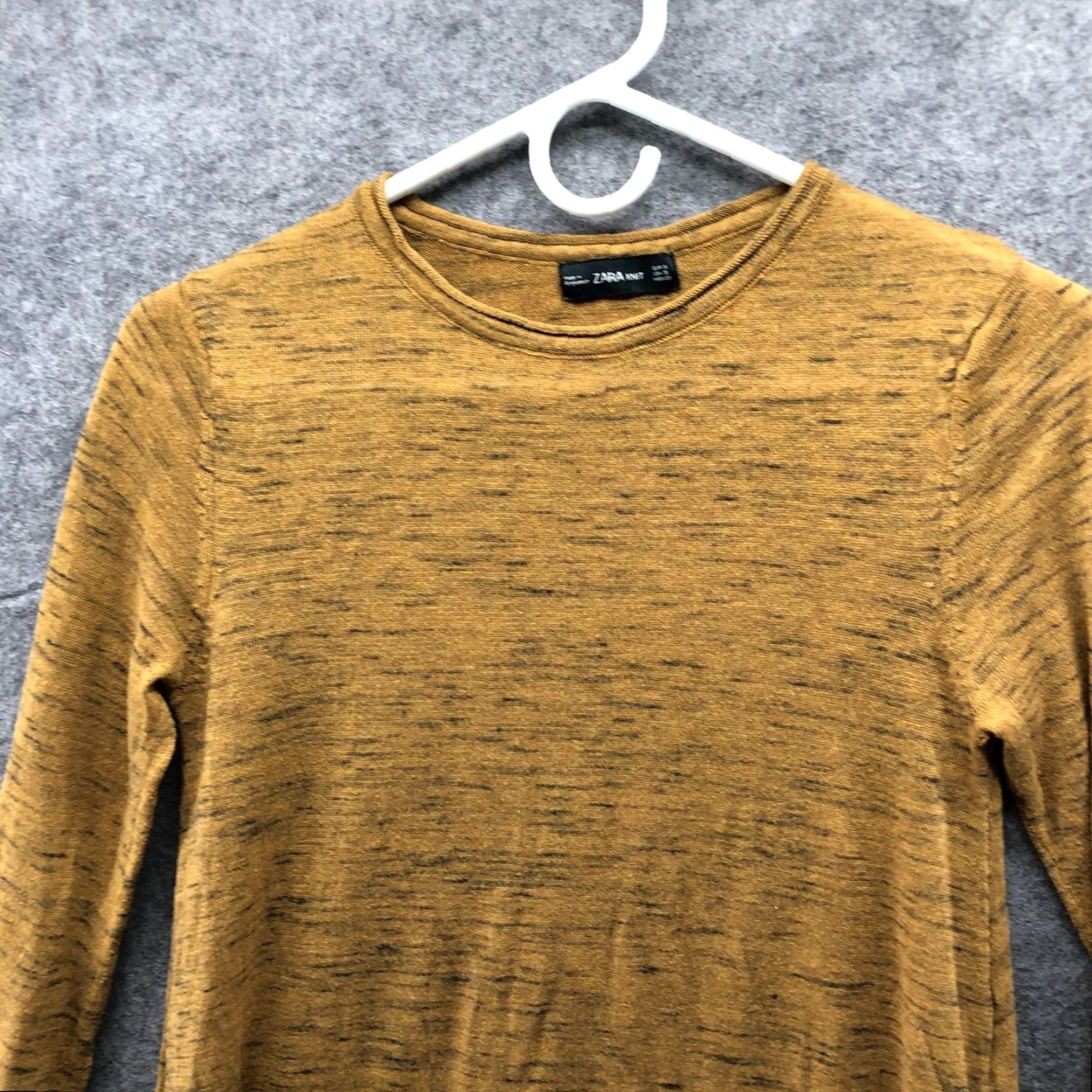 Zara Zara Knit Tunic Top Womens S Mustard Yellow Heather High Low Hem Crew Neck Lightweight Cotton Blend Knit Shirt Casual Size S / US 4 / IT 40 - 3 Thumbnail