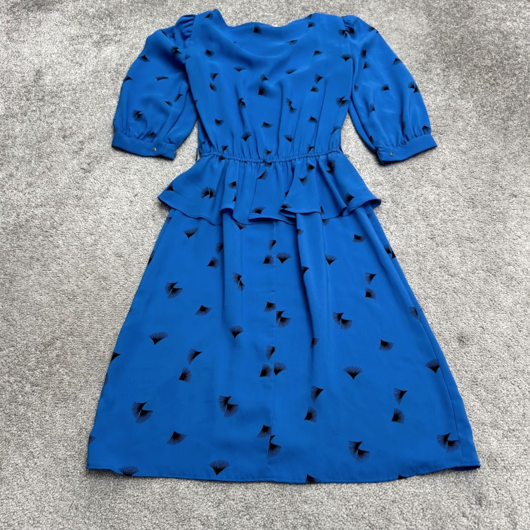Vintage VINTAGE John Richard Blue Peplum A-Line Midi Dress Womens 5/6 80s Fan Size M / US 6-8 / IT 42-44 - 2 Thumbnail
