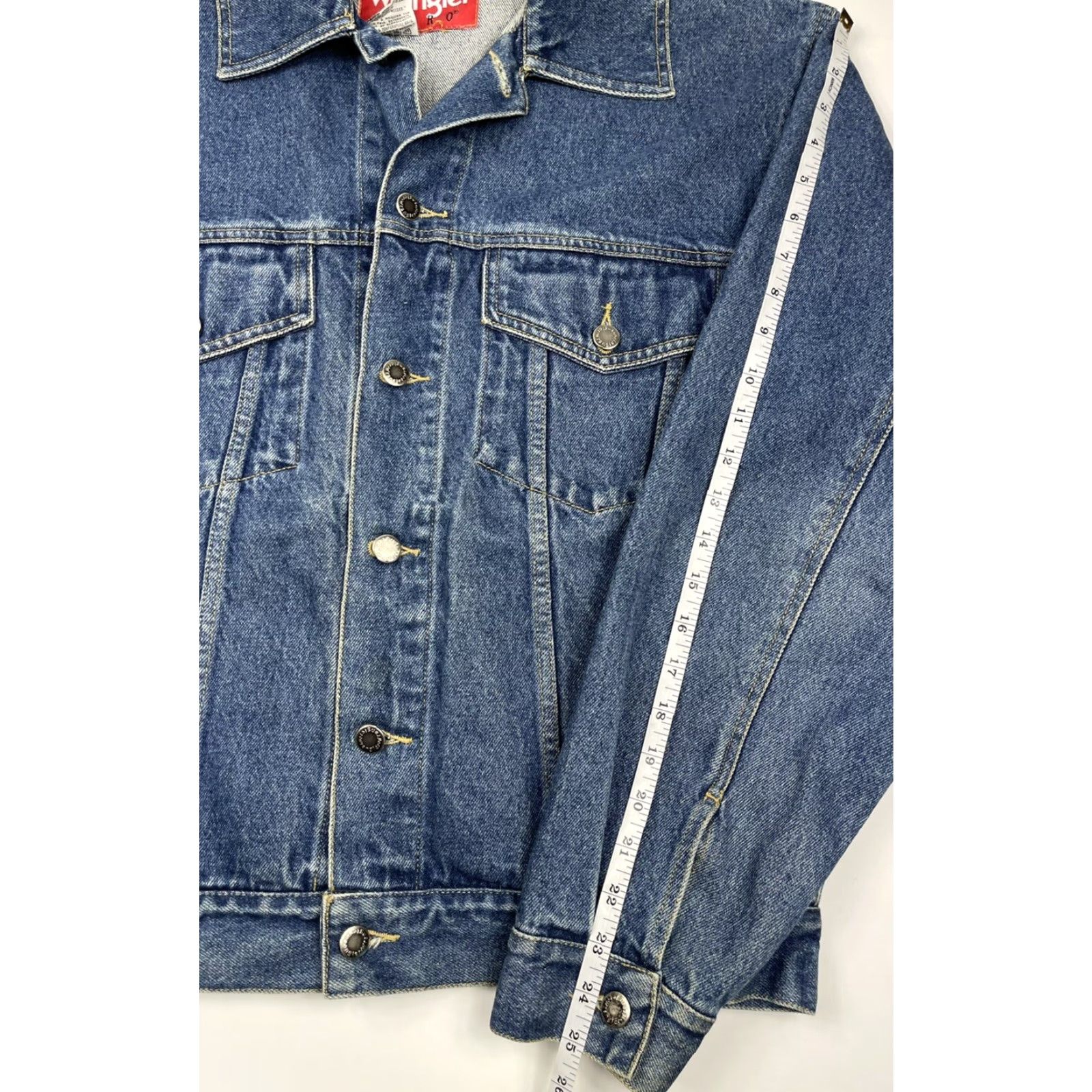Wrangler VINTAGE Wrangler Hero Denim Trucker Jacket Mens Size L Blue 90s Western Cowboy Biker Coat Size US 33 - 6 Thumbnail