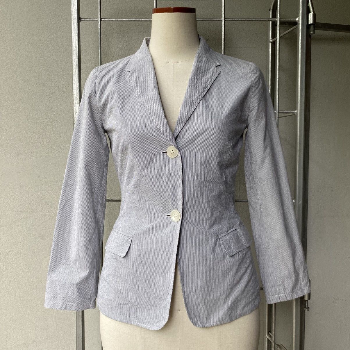 Jil Sander JIL SANDER Light Gray Blazer with Two Buttons Size M / US 6-8 / IT 42-44 - 4 Thumbnail