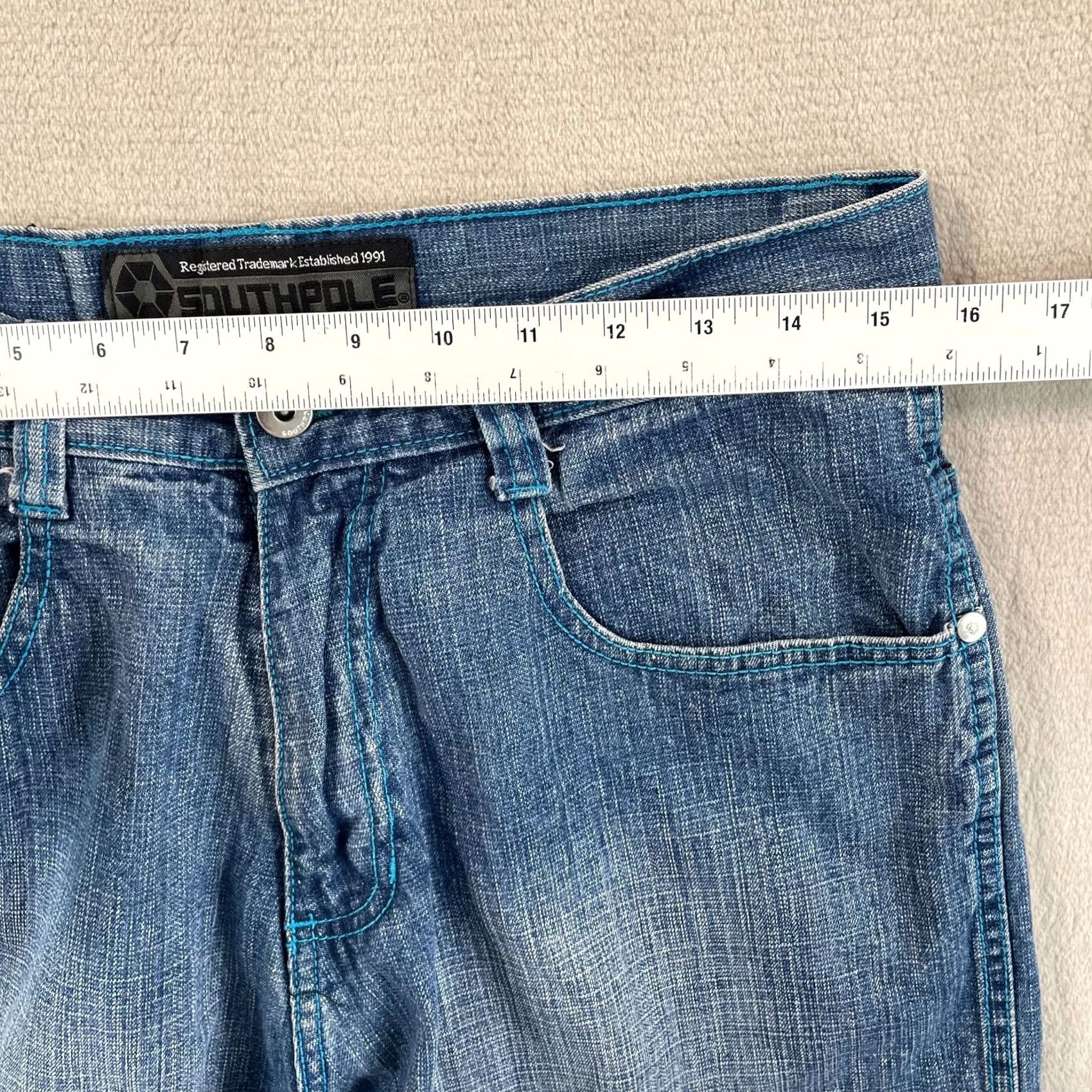 Southpole Vintage Southpole 4180 Jeans Shorts Men 31 Blue Baggy Hip Hop Y2K Skater Bermuda Denim Distressed Pockets 5-Pocket Relaxed Mens Size US 31 - 5 Thumbnail