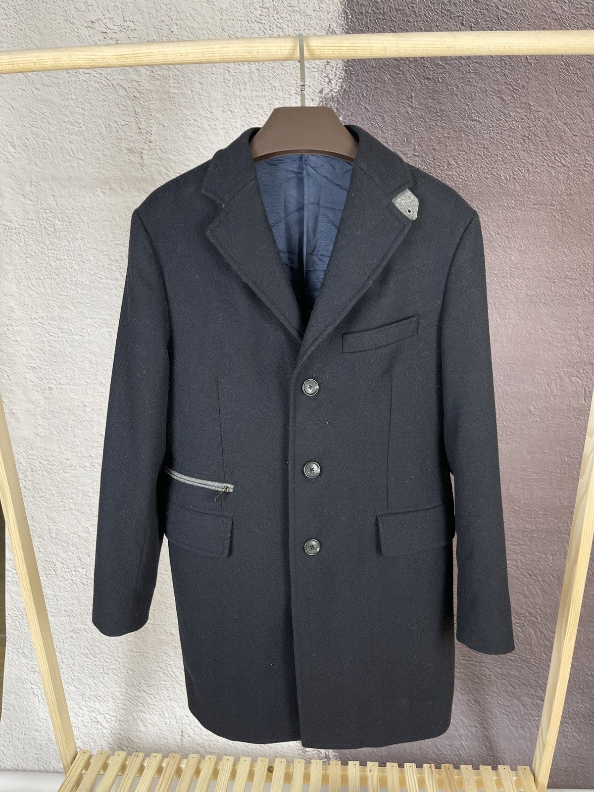 image of Boggi Milano Navy Wool 3 Button Dress Coat, Men's (Size Medium)