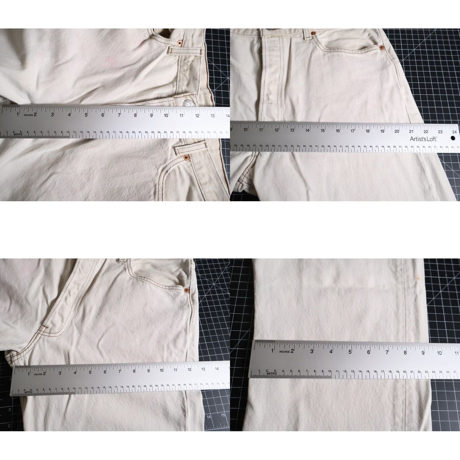 Levi's VINTAGE Levi's 501 Jeans Mens 34 x 29 Ivory Denim 90s Grunge Retro 1996 VTG Jeans Mens Regular Straight 5-Pocket Design Size US 35 - 8 Thumbnail