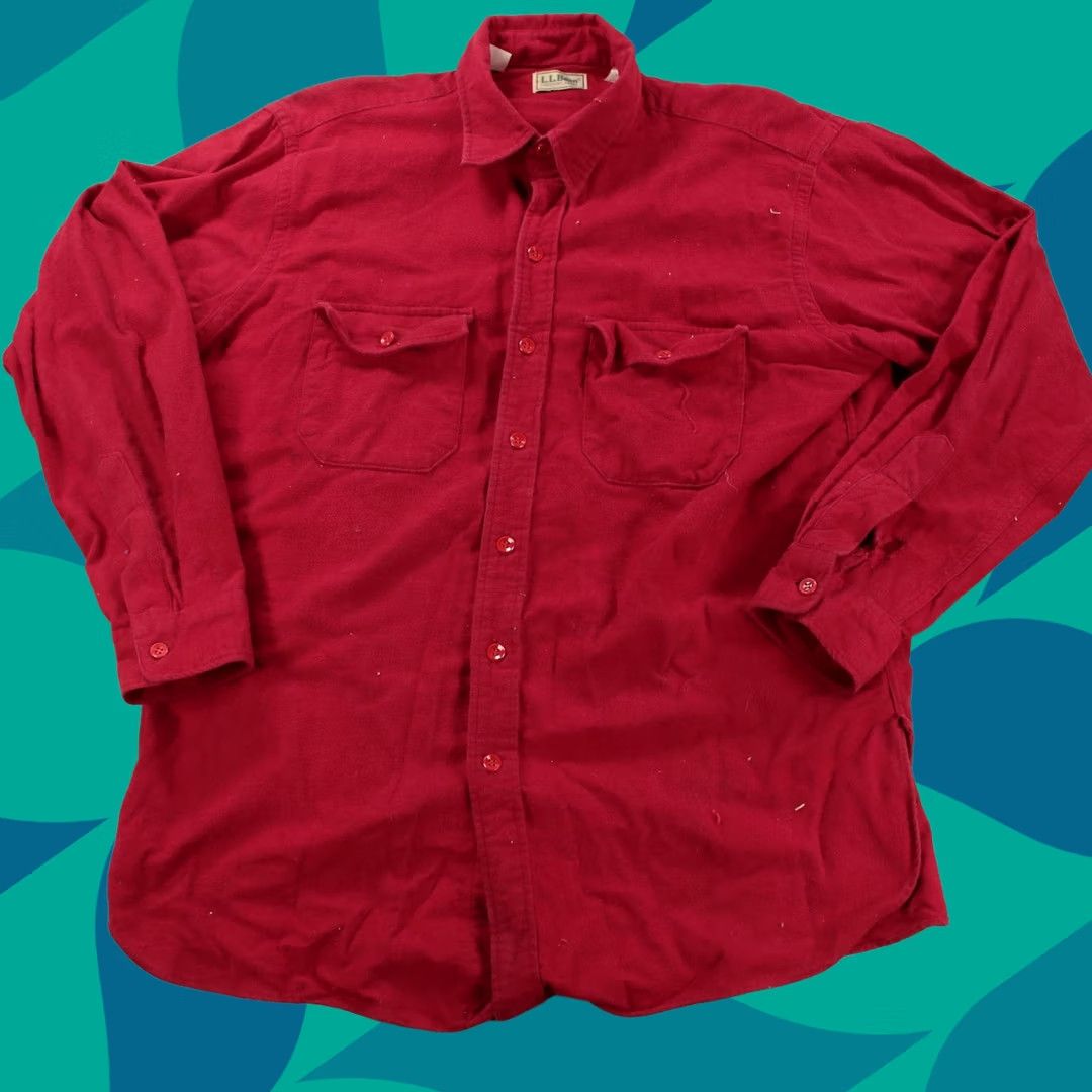 Vintage VINTAGE L.L. Bean camp flannel shirt red 17.5 faded distressed chamois Mens Size US XXL / EU 58 / 5 - 1 Thumbnail