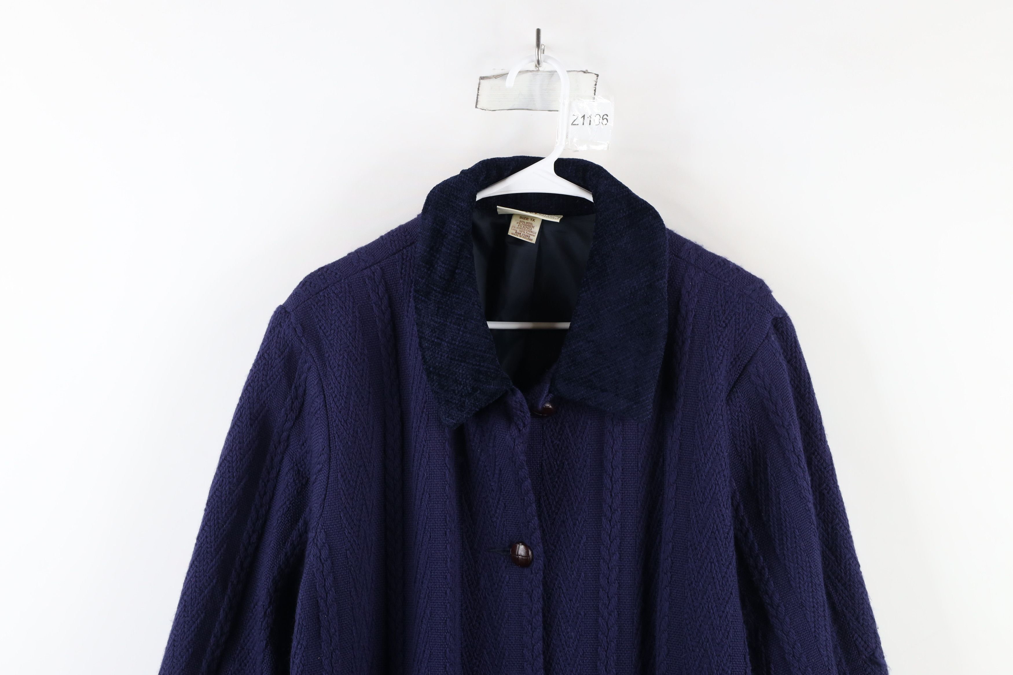 Vintage Vintage 90s Cable Knit Wool Cashmere Alpaca Jacket Blue Size XL / US 12-14 / IT 48-50 - 2 Thumbnail