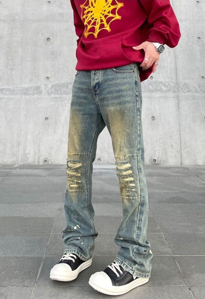 Jean × Vintage Y2K Straight-leg Pants Splash-ink for men Size US 26 / EU 42 - 1 Thumbnail