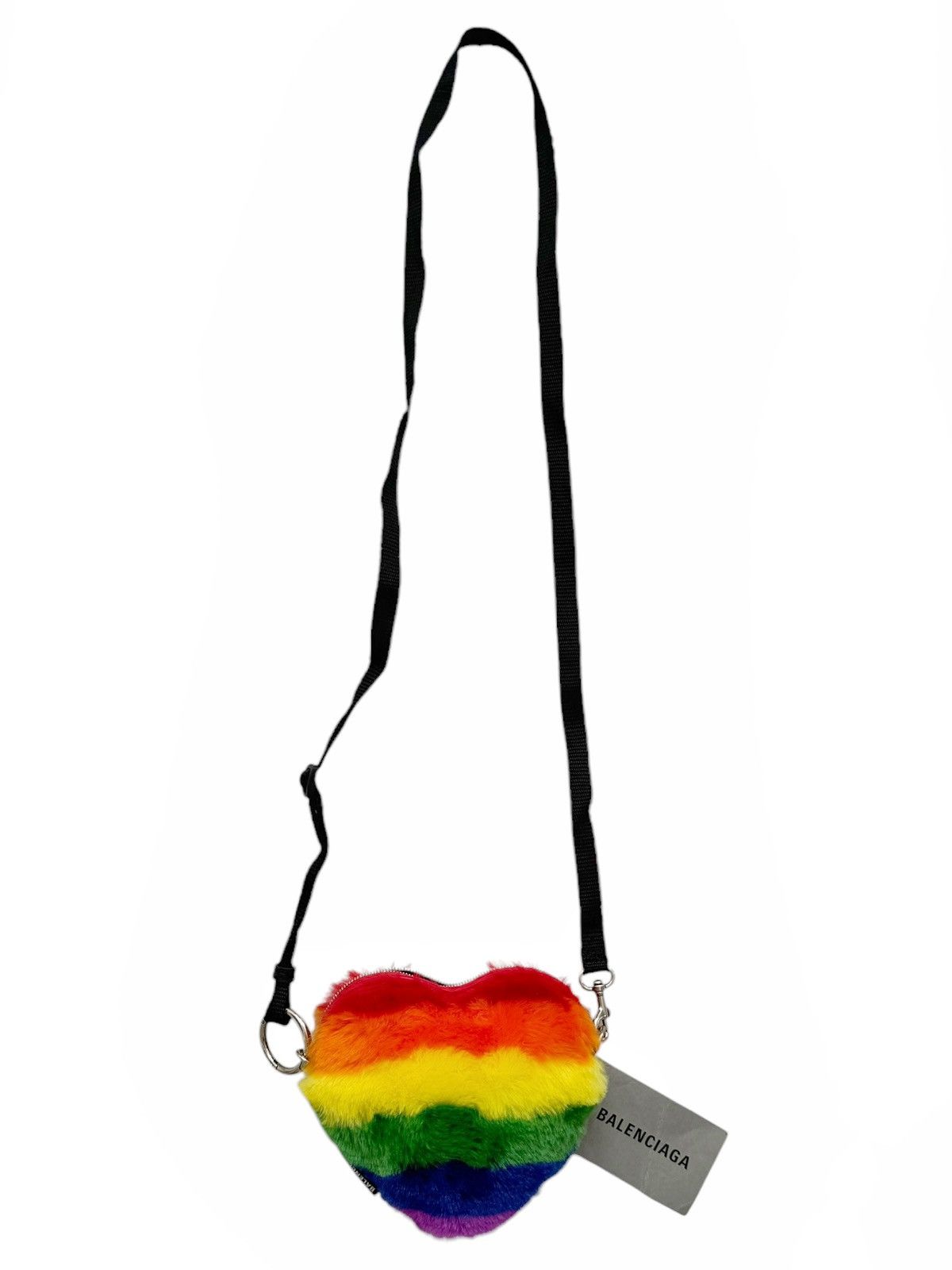 Balenciaga Faux Fur Rainbow Mini Heart Crossbody Bag Size ONE SIZE - 1 Thumbnail