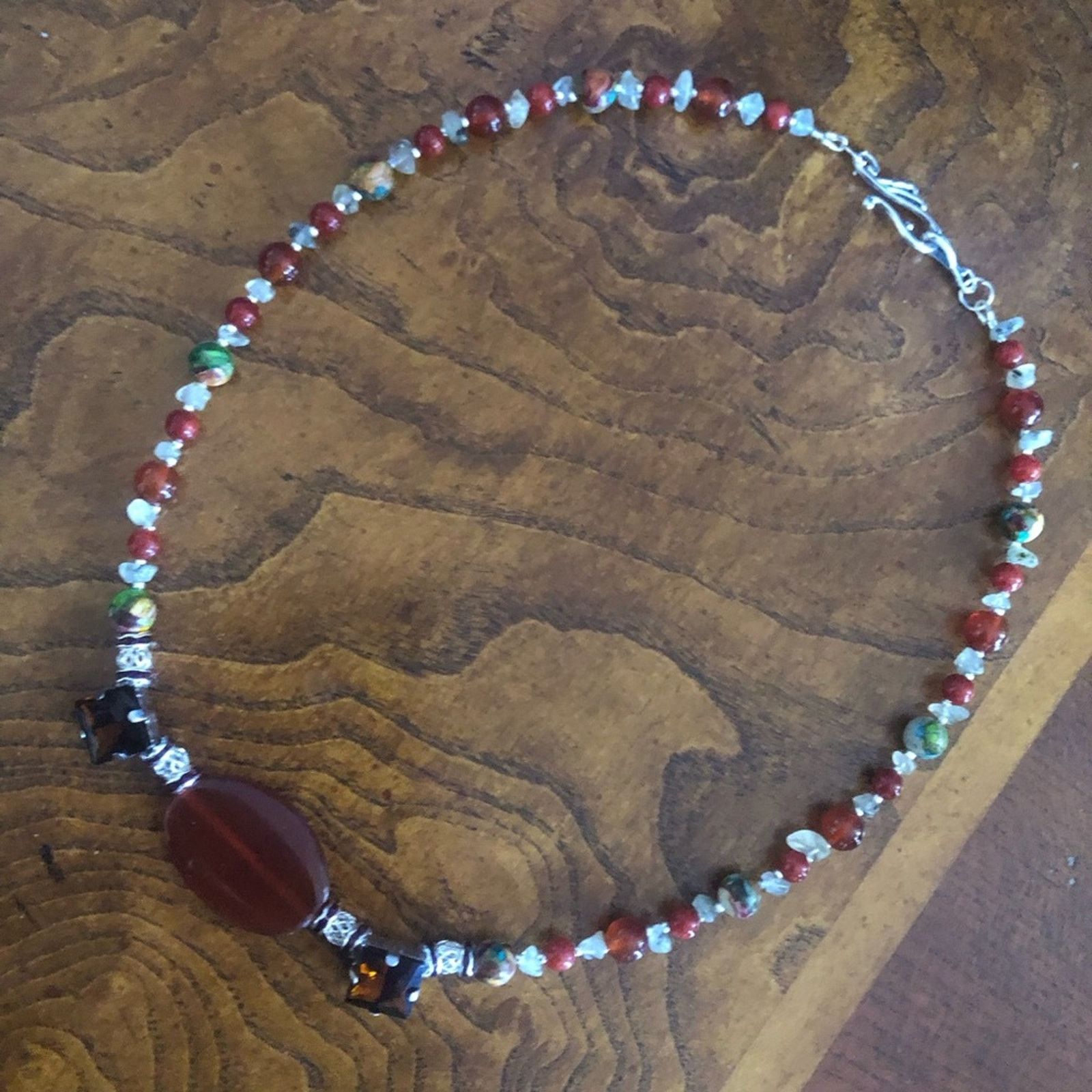 Handmade Handcrafted natural stone carnelian prehnite necklace Size ONE SIZE - 6 Thumbnail