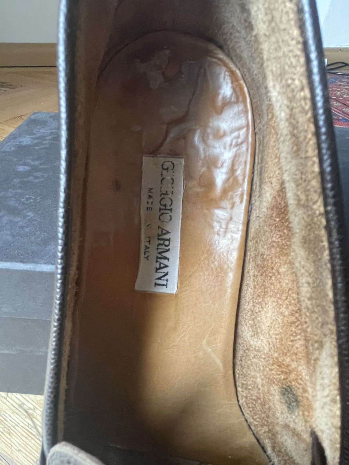 Giorgio Armani Vintage 80/90s GIORGIO ARMANI Mainline Grain Leather Loafers Size US 9 / EU 42 - 11 Thumbnail