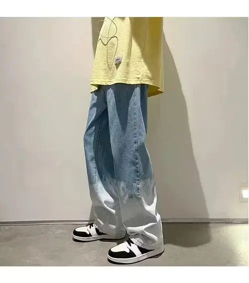Japanese Brand Men's Fashion Casual Retro Gradient Baggy Jeans Size US 29 - 3 Thumbnail