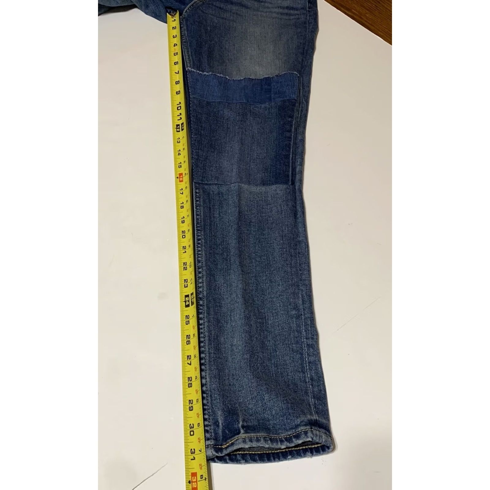 Levi's VINTAGE Levi’s 721 Skinny Patchwork Jean Womens 29x31 Blue Regular Stretch Pockets Denim Decade Classic Size 29" - 7 Thumbnail