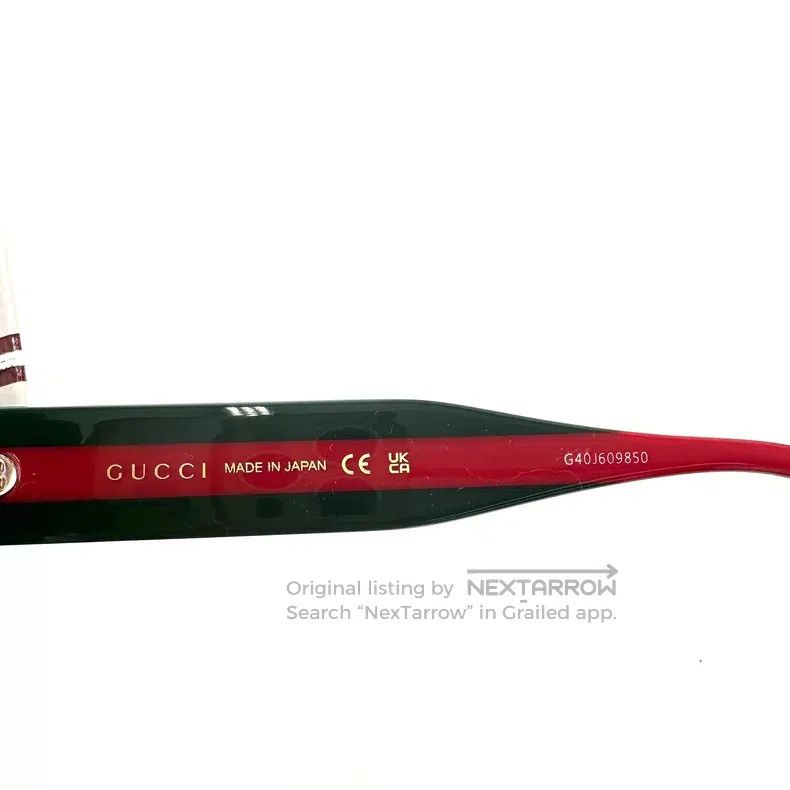 Gucci Gucci Double G logo red and green striped wide-leg sunglas Size ONE SIZE - 7 Thumbnail
