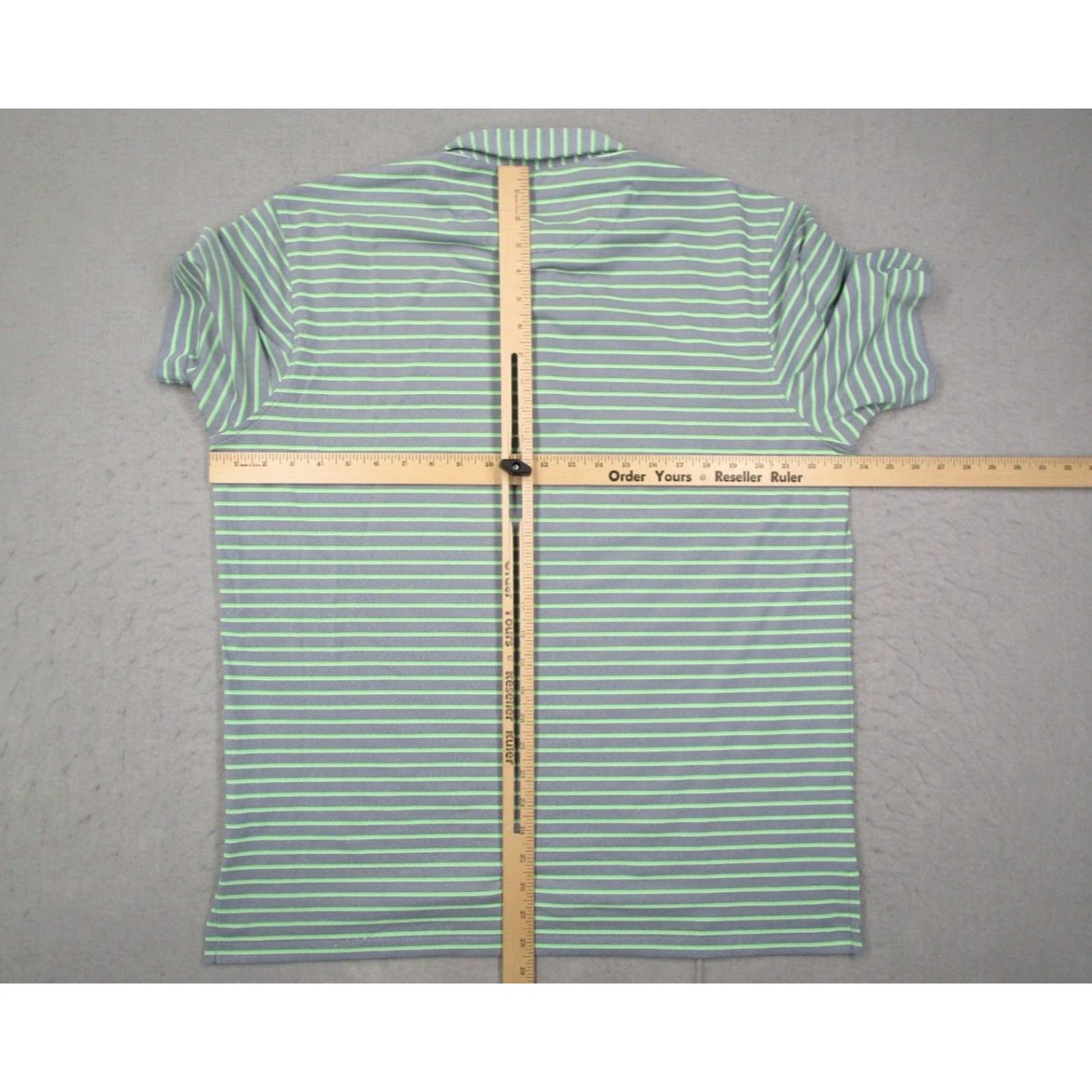 johnnie-O JOHNNIE-O Polo Shirt Mens L Green Striped Twilight Hangin Out Logo on Front Casual Golf Size US L / EU 52-54 / 3 - 6 Thumbnail
