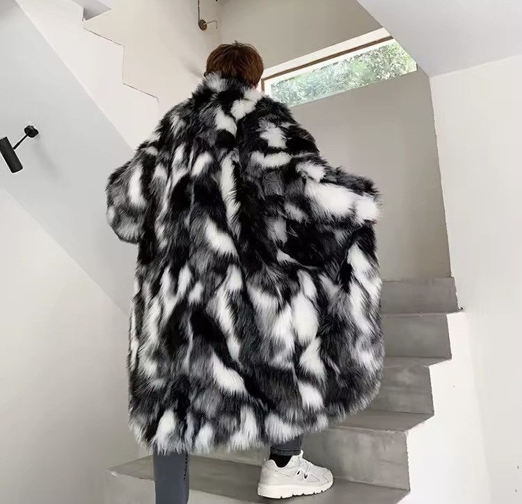 Other Streetwear Designer Fur Winter Striped Midi Coat Size US L / EU 52-54 / 3 - 7 Thumbnail