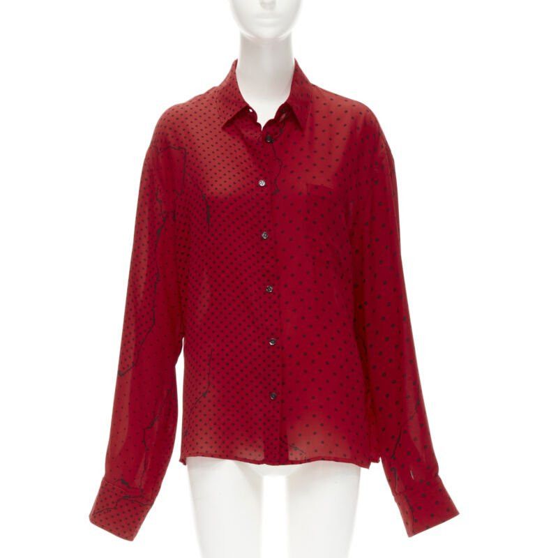 Haider Ackermann HAIDEr ACKERMANN 2018 red black polka dot print relaxed oversized shirt FR40 M Size M / US 6-8 / IT 42-44 - 1 Thumbnail