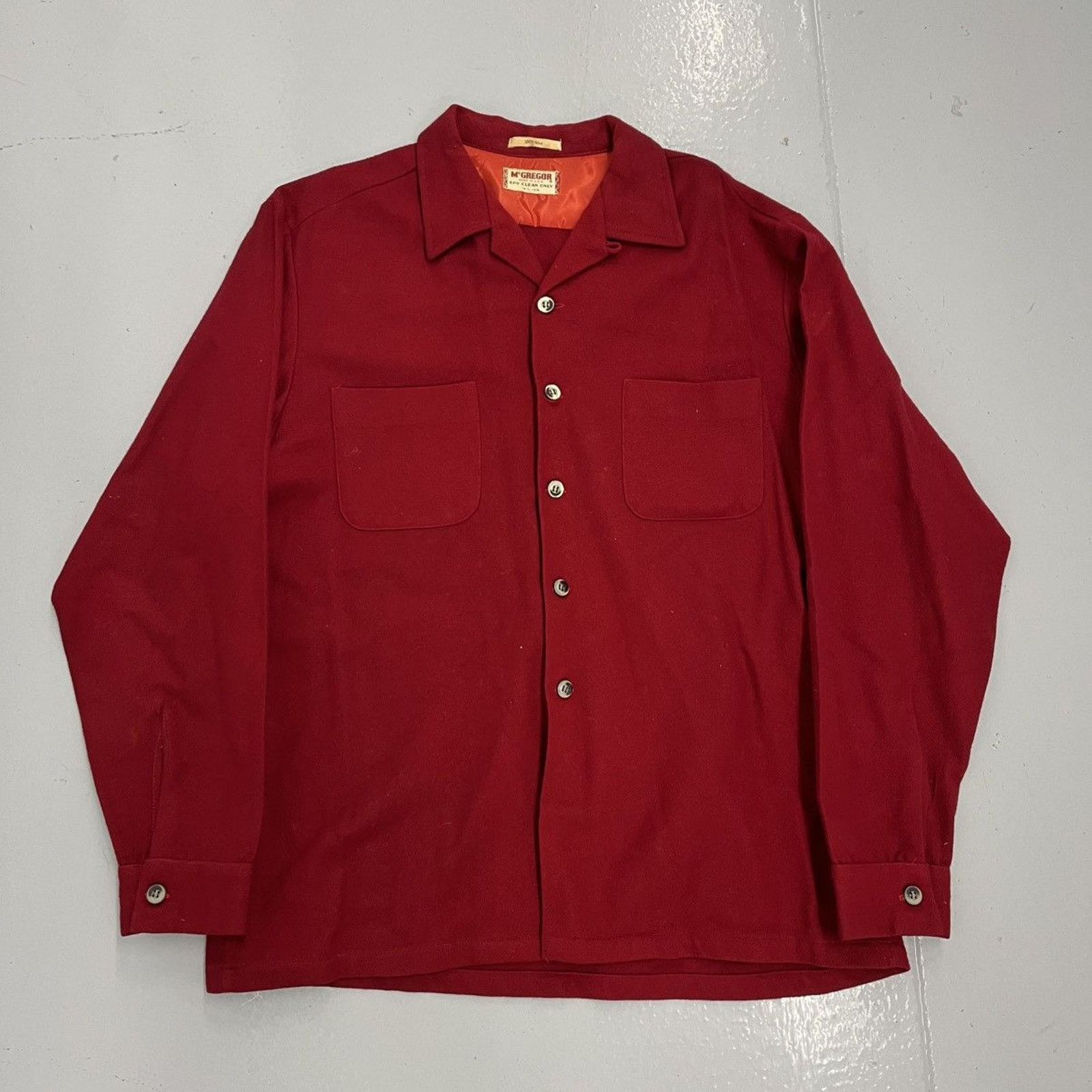 McGregor Vintage 50s McGregor Red Wool Loop Collar Shirt Size US L / EU 52-54 / 3 - 1 Thumbnail