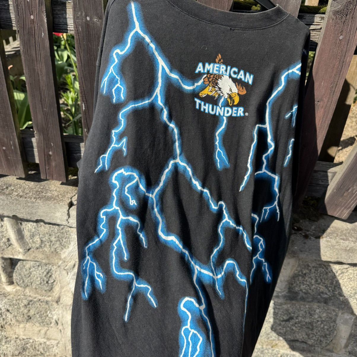 Japanese Brand × Vintage Vintage American Thunder Death Cowboy Lightning OG 90s Tees Size US L / EU 52-54 / 3 - 14 Thumbnail