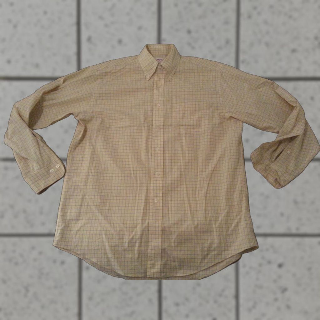 Brooks Brothers Brooks Brothers Dress Shirt Mens M Medium Yellow Button Cotton Size 40R - 1 Thumbnail