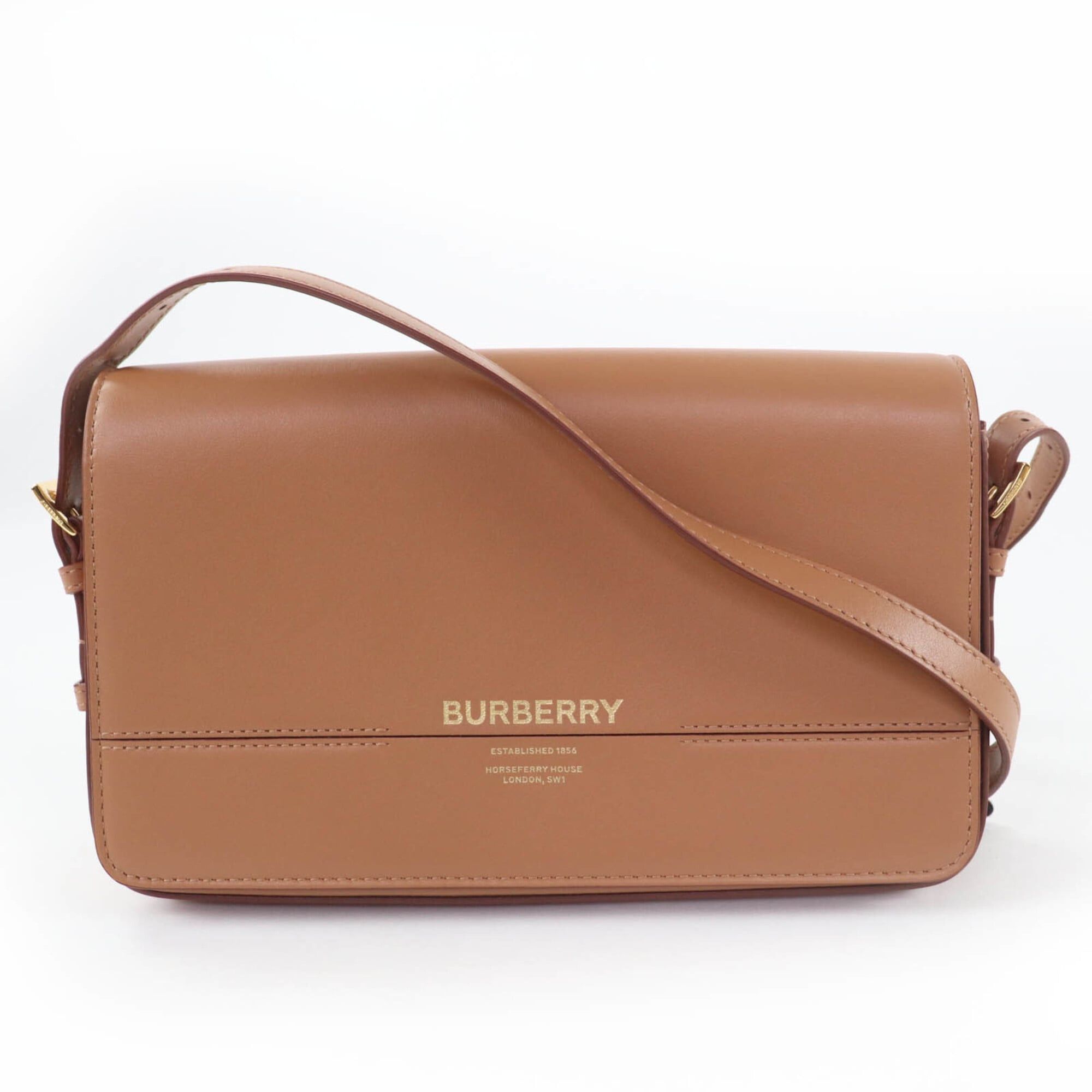 Burberry BURBERRY Grace logo leather shoulder bag, brown, with dust made in Italy, women's. Size ONE SIZE - 1 Thumbnail