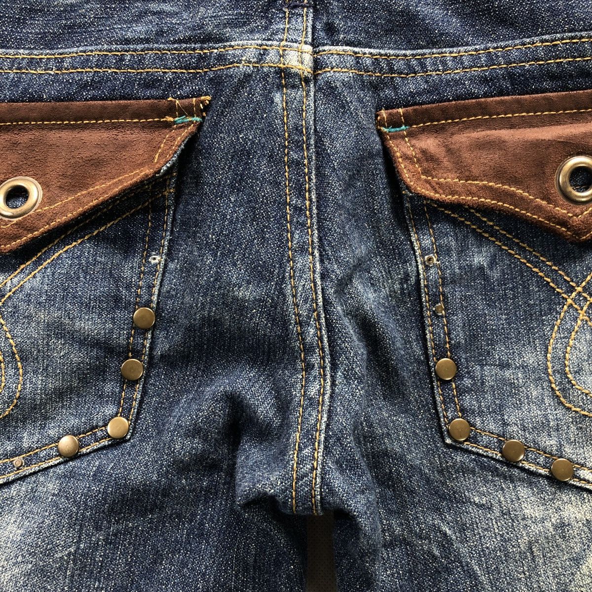 20471120 Double Waist Claw mark Flare Distressed Denim Pant Size US 29 - 13 Thumbnail