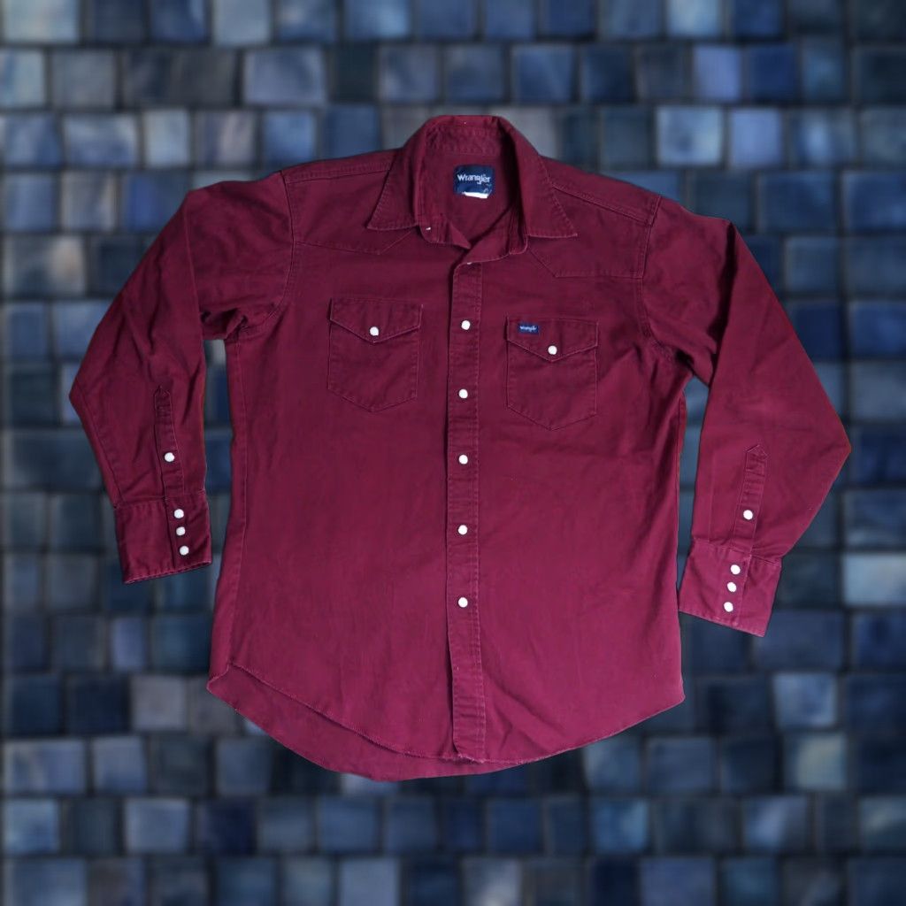Wrangler VINTAGE Wrangler Western Shirt Mens L Red 1990s Cotton Pearl Snap Heavyweight Rockabilly Cowboy Size US L / EU 52-54 / 3 - 1 Thumbnail