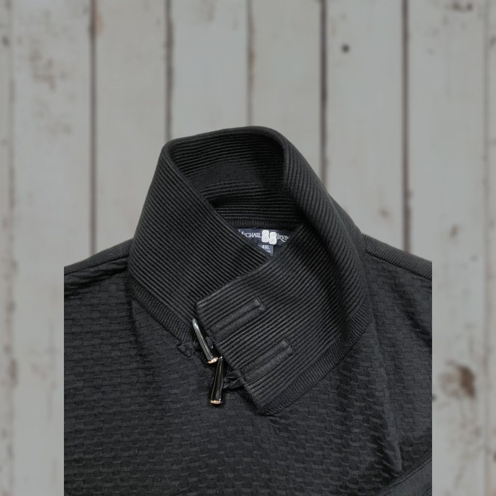 Vintage Michael Irvin Sweater Mens 4XL Black High Neck Toggle Textured Knit Pullover Size US XXL / EU 58 / 5 - 1 Thumbnail