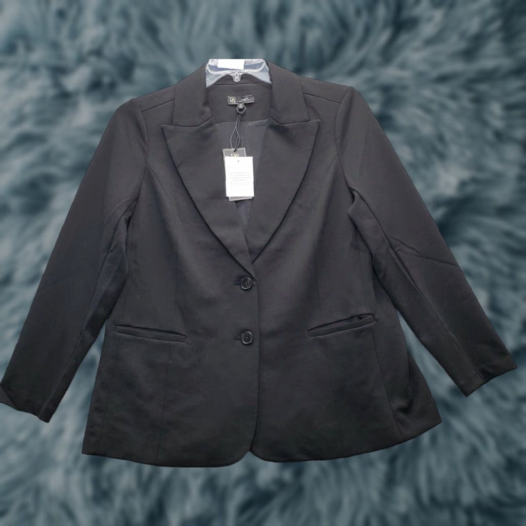 Vintage Diane Gilman Blazer Jacket Womens M Black Single Breasted Peak Lapel - DG2 Shirt Blazer Womens M Black Plaid Casual Size M / US 6-8 / IT 42-44 - 1 Thumbnail