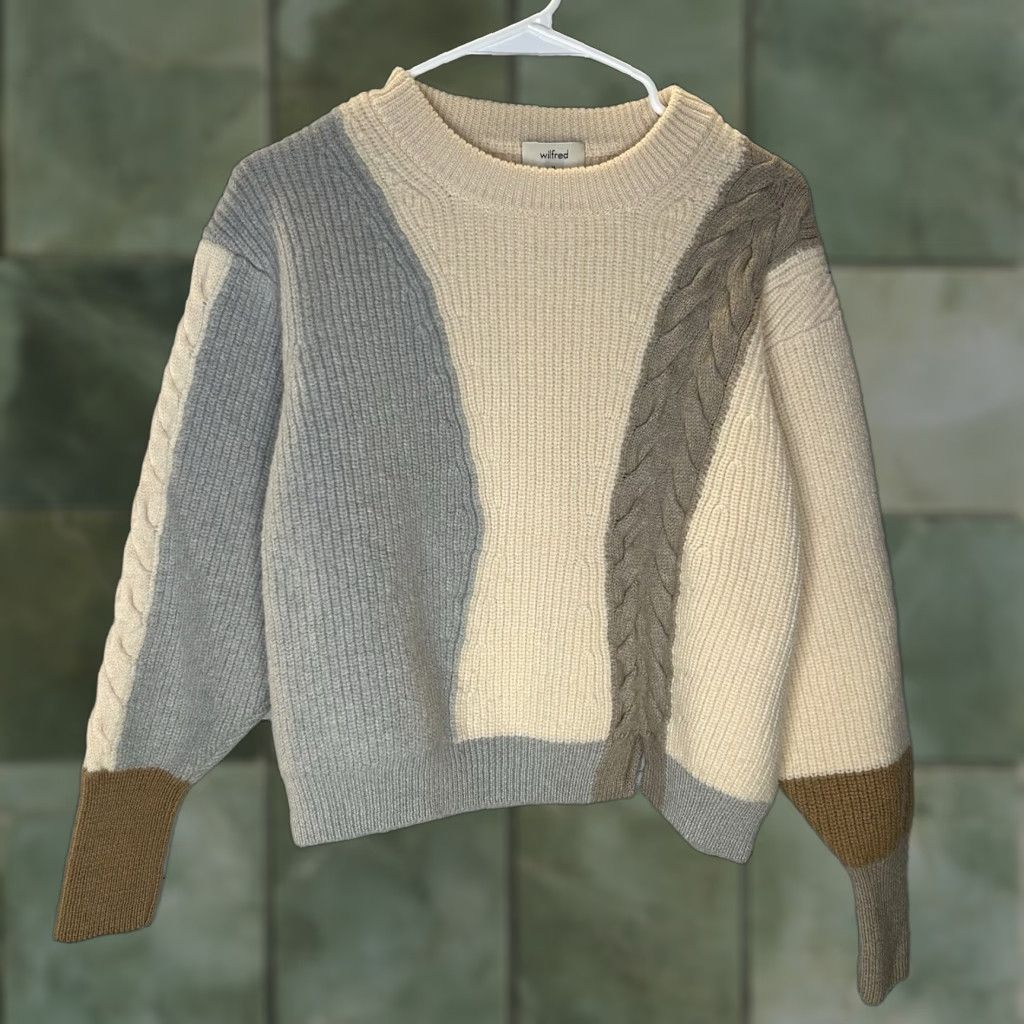 Vintage Aritzia Wilfred 100% Merino Wool Cropped Cable Knit Pullover Crop Sweater Medium Size M / US 6-8 / IT 42-44 - 1 Thumbnail