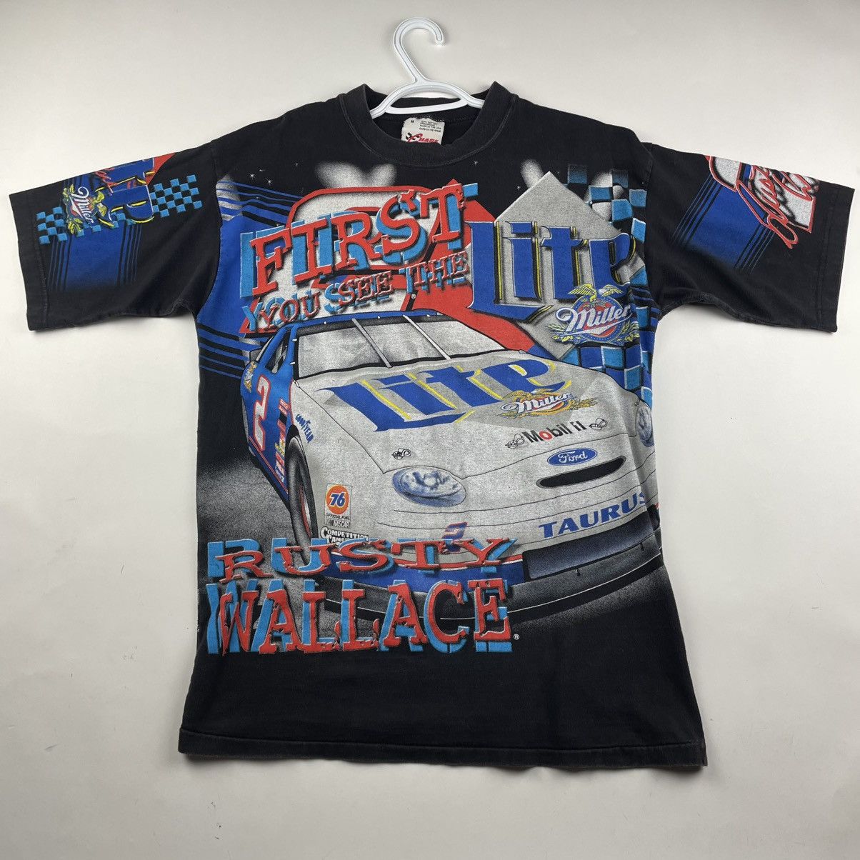 NASCAR × Vintage VTG 90s Rusty Wallace Miller Lite Beer NASCAR AOP shirt Size US M / EU 48-50 / 2 - 1 Thumbnail
