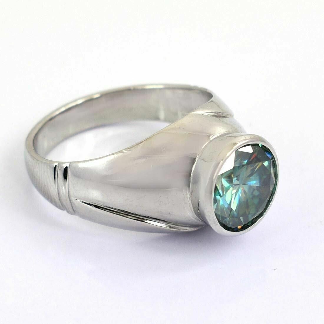 Handmade Hand Made Sterling Solitaire Blue Diamond Ring 3.90 Cts Size ONE SIZE - 2 Thumbnail