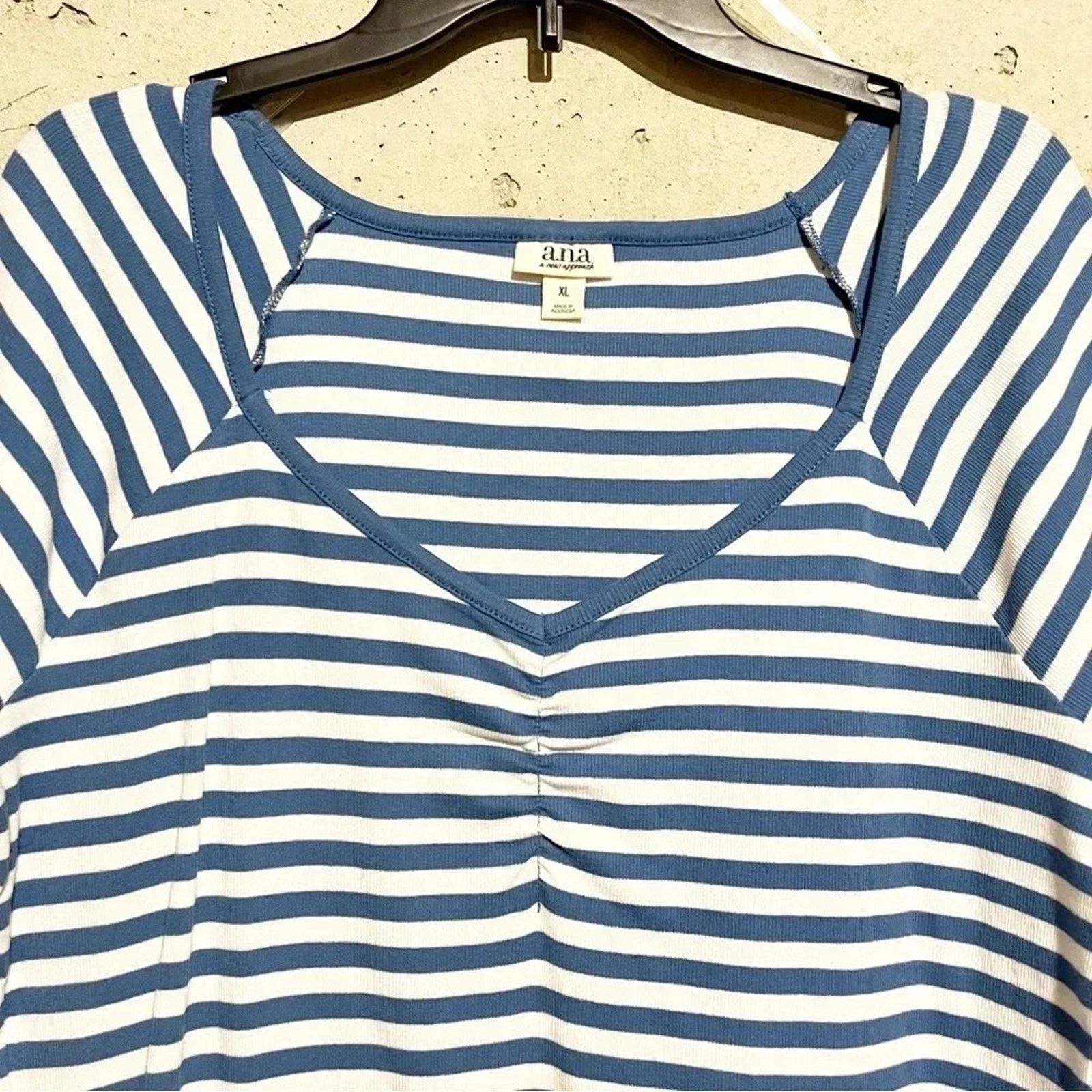 Other Ana Shirt Womens XL Blue White Sarah Striped Top Blouse Knit Size XL / US 12-14 / IT 48-50 - 3 Thumbnail