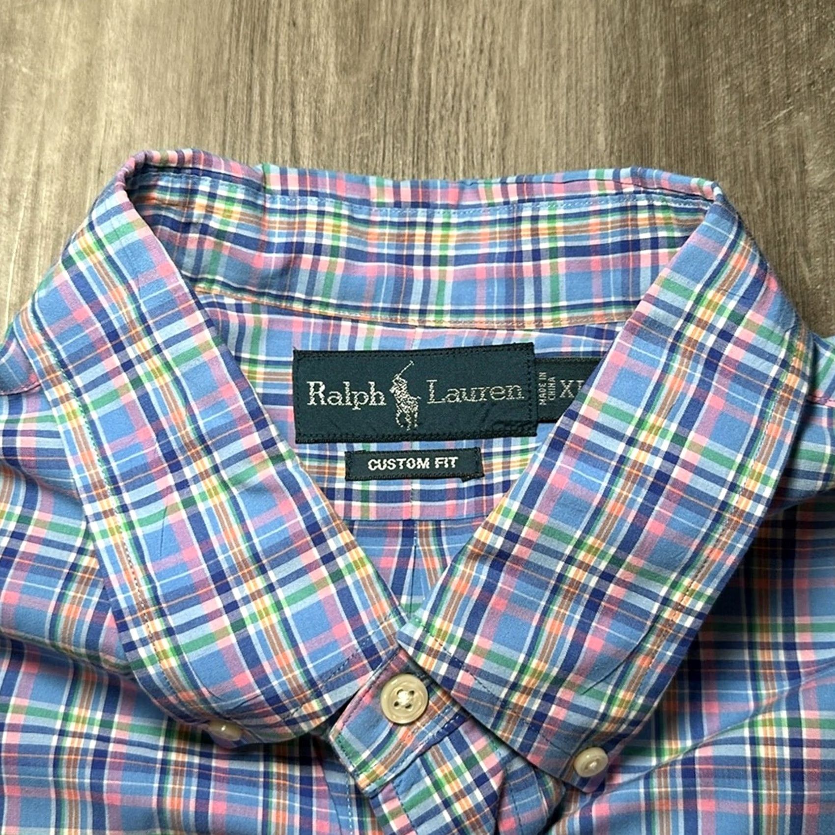 Ralph Lauren Ralph Lauren Button-Up Shirt XL Long Sleeve - Blue, Custom Fit, Men’s Regular, Cotton, Plaid, Preowned Size US XL / EU 56 / 4 - 6 Thumbnail
