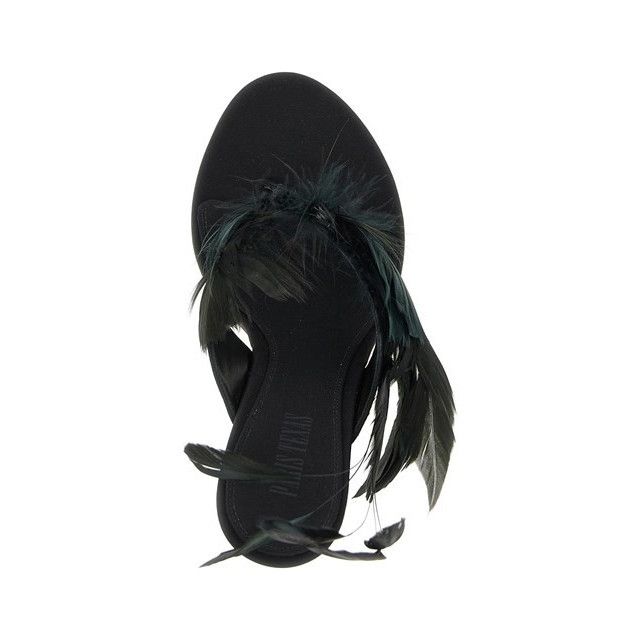 PARIS TEXAS Lidia Feather Black Thong 105mm Sandals New & Au