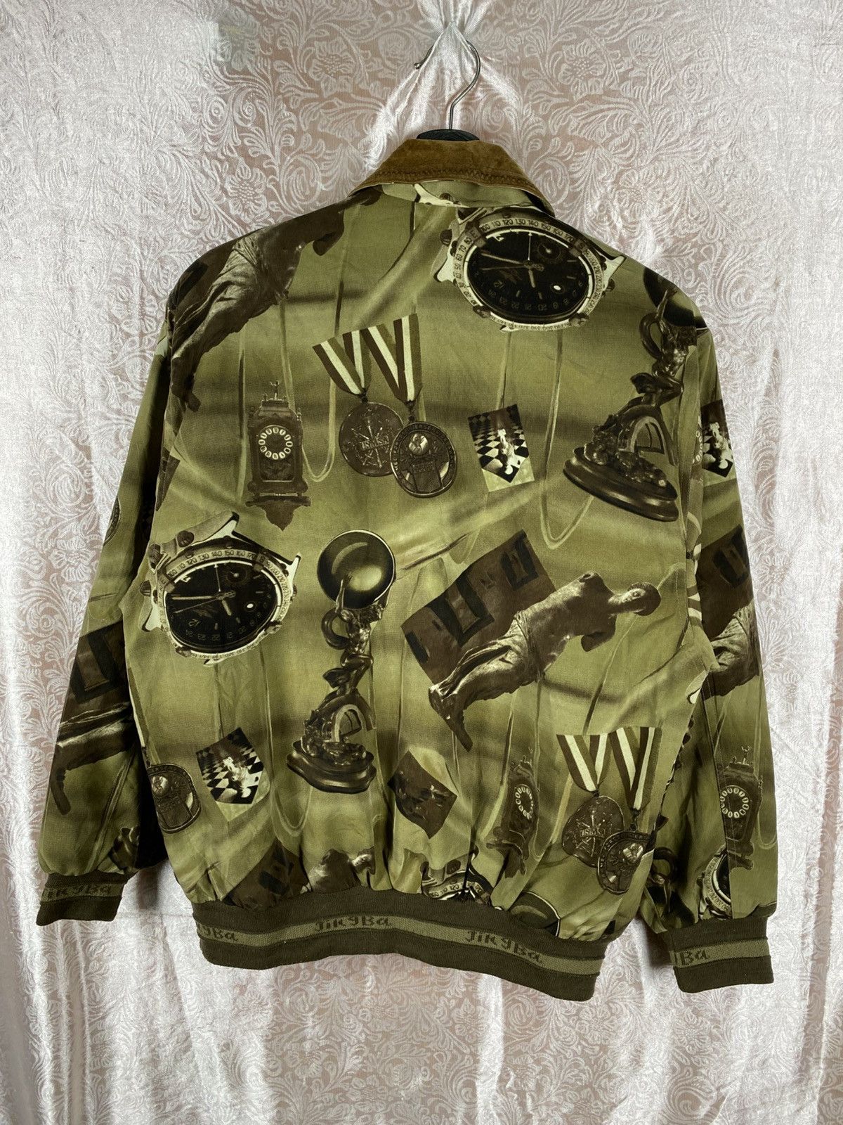 Vintage WeiFan Vintage Graphic Olive Green Suede Collar Retro Print Size US L / EU 52-54 / 3 - 11 Thumbnail
