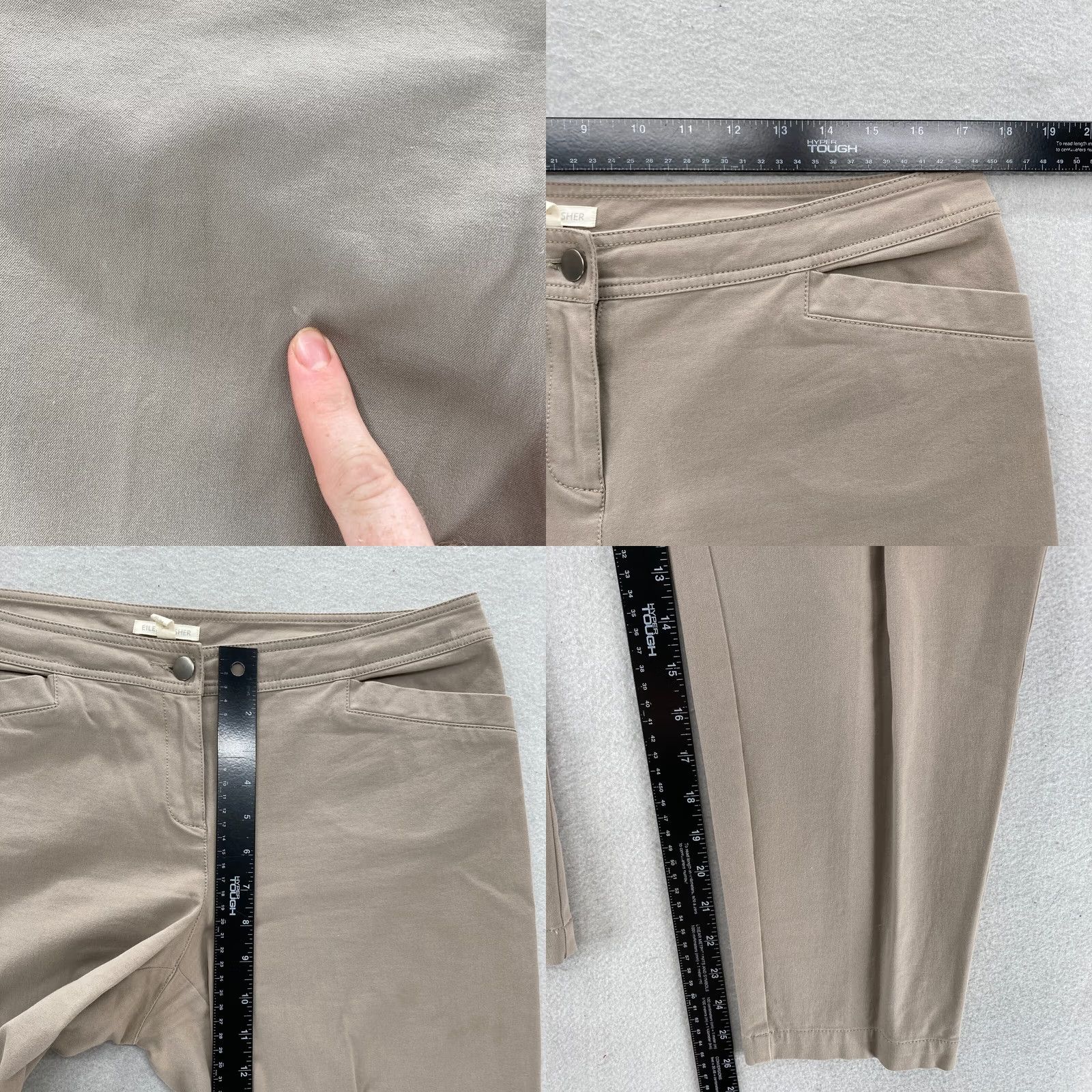 Eileen Fisher Eileen Fisher Women's Medium Beige Chino Pants Stretch Organic Cotton City Size 32" / US 10 / IT 46 - 8 Thumbnail