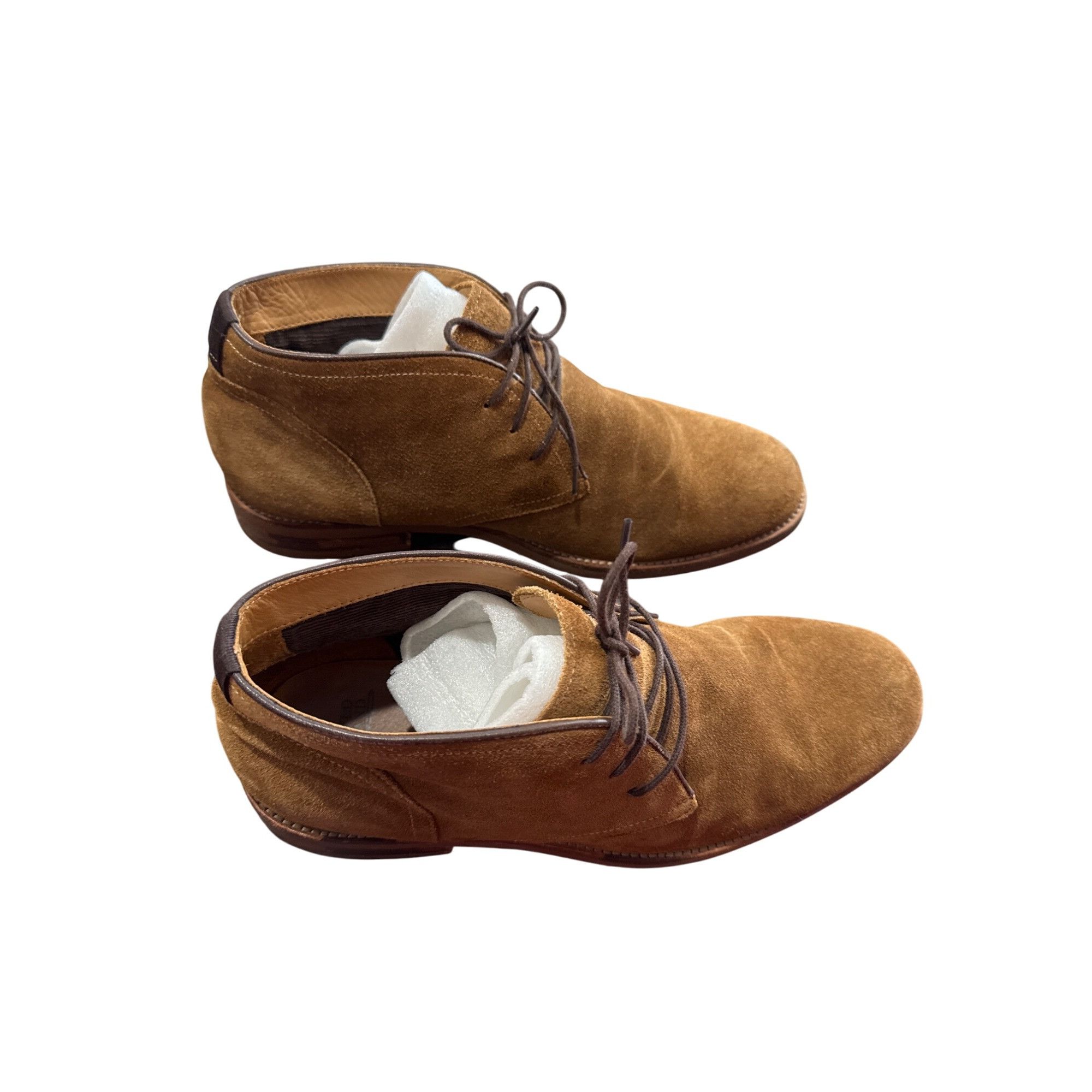 Designer Warfield Grand Mens Brown Leather Suede Ankle Chukka Boots S Size US 10.5 / EU 43-44 - 3 Thumbnail