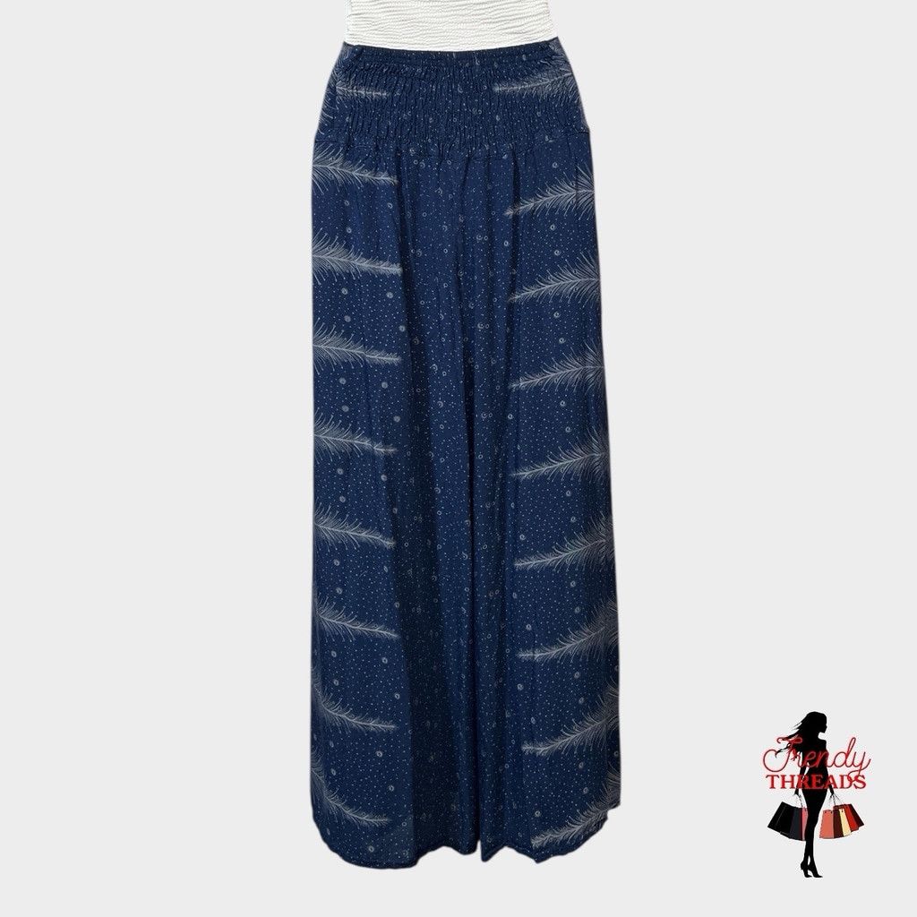 Other Boho Hippie Side Slit Pants SMALL Blue Wide Leg Ankle High R Size 27" / US 4 / IT 40 - 5 Thumbnail