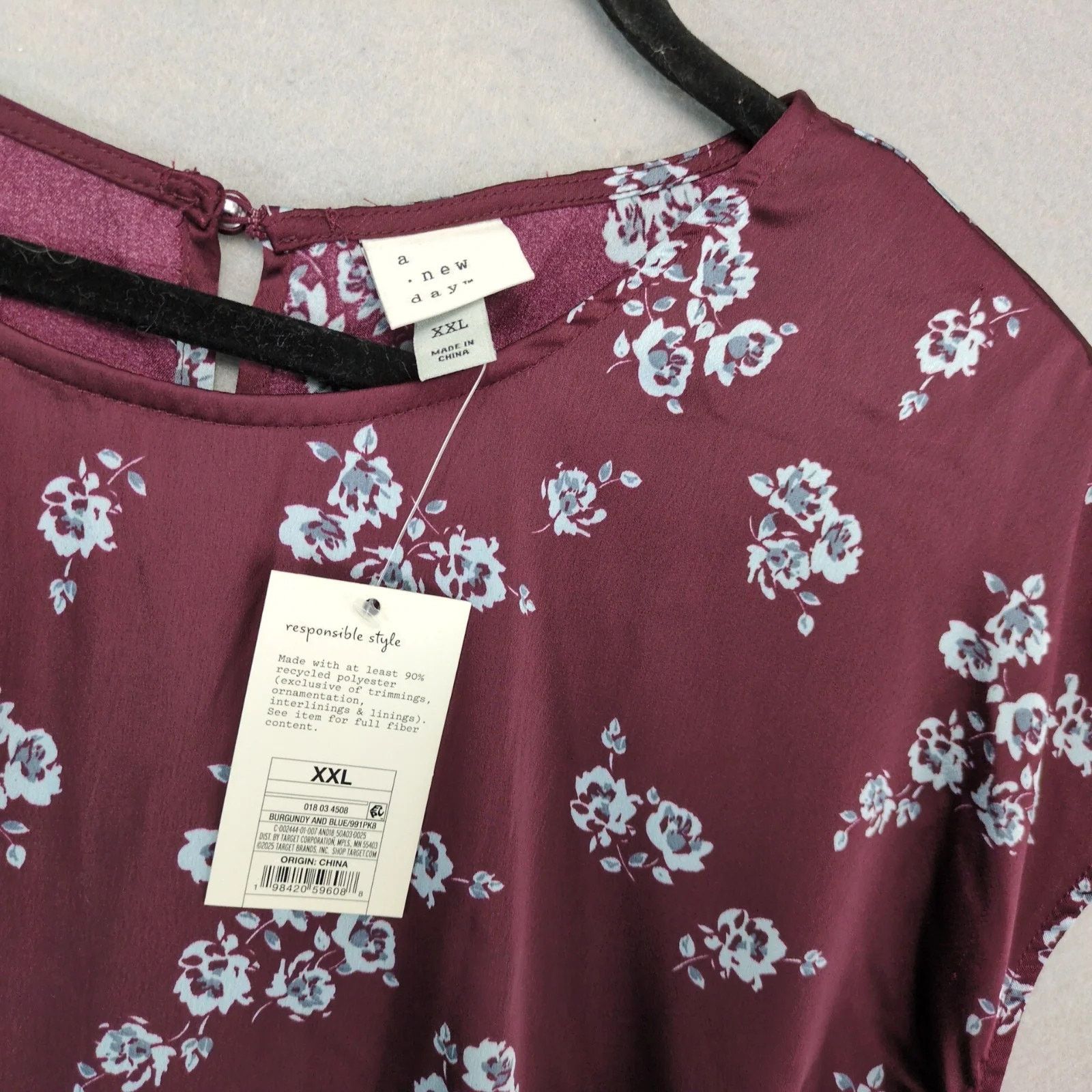 Other NWT A New Day Purple Blue Floral Satin Midi Dress XXL Size XXL / US 16-18 / IT 52-54 - 3 Thumbnail