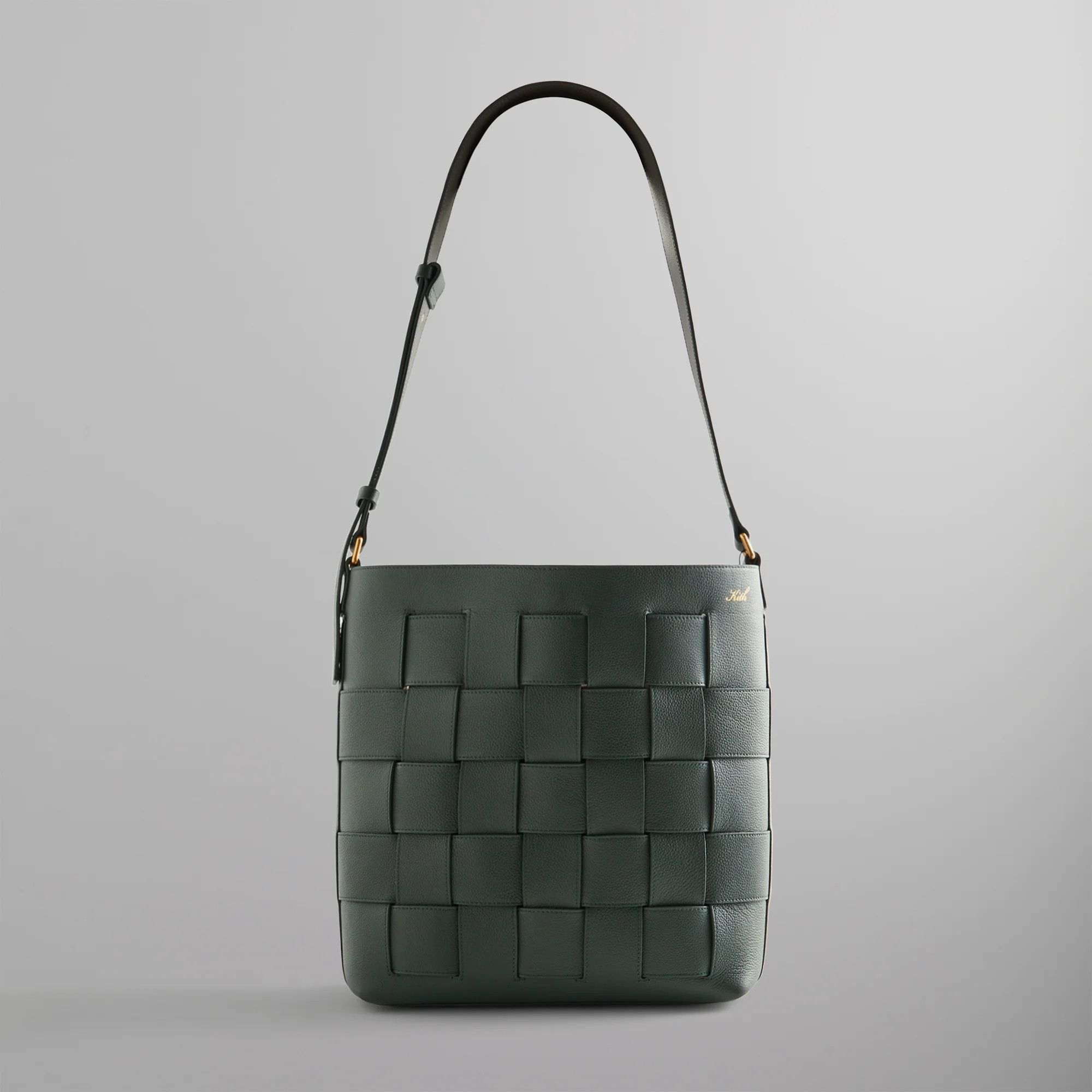KITH Stadium woven leather bag in green