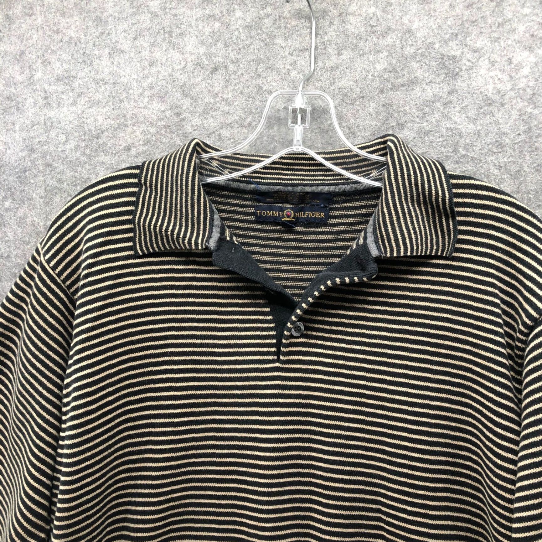 Tommy Hilfiger VINTAGE Tommy Hilfiger Sweater Polo Mens M Black Striped Cotton Knit Size US M / EU 48-50 / 2 - 4 Thumbnail