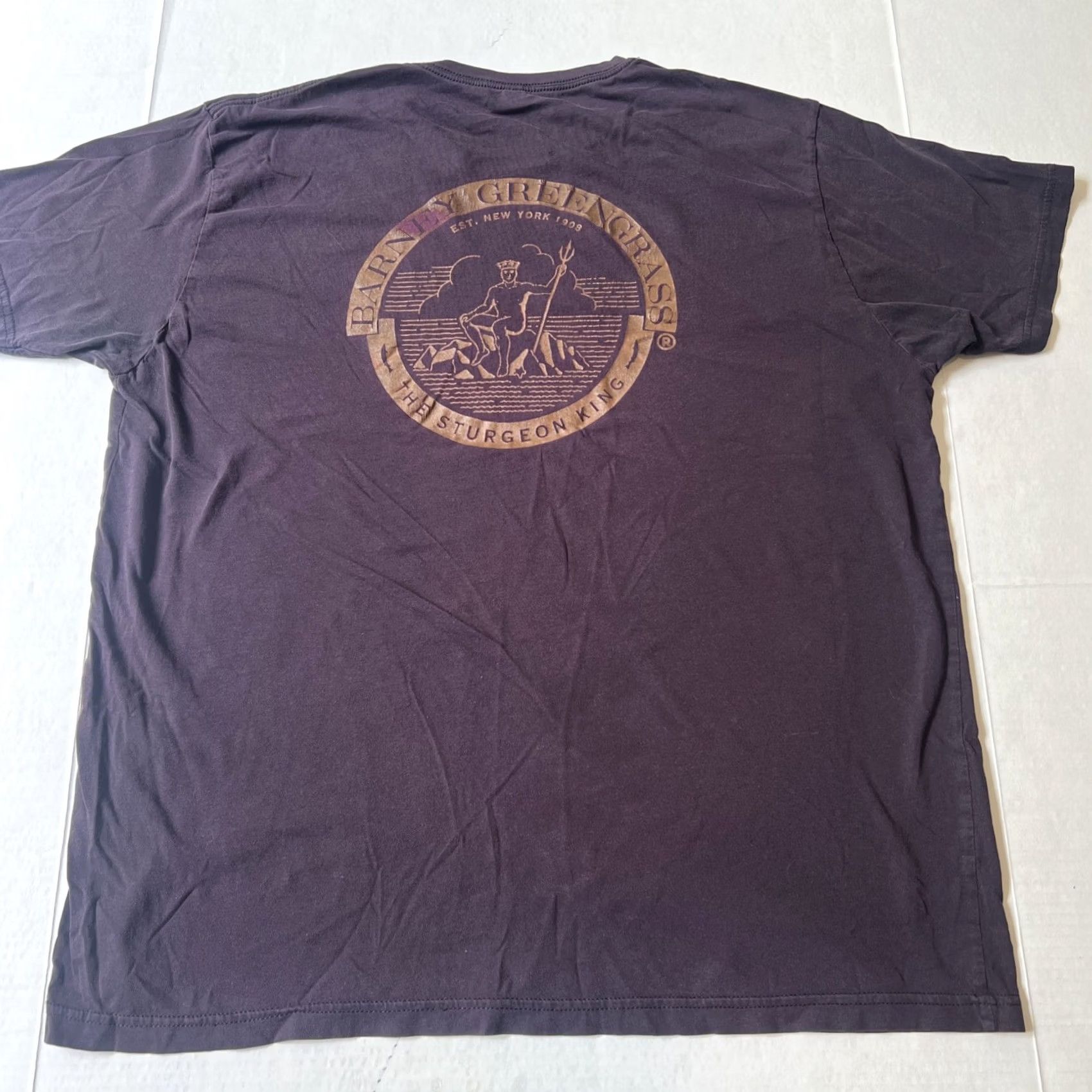 Next Level Barneys Barney Sturgeon King Logo Shirt 2XL NYC Deli Graphic Print Cotton Knit Crew Neck Short Sleeve Mens Retro Vintage Next Level Tee Gray Size US XXL / EU 58 / 5 - 3 Thumbnail