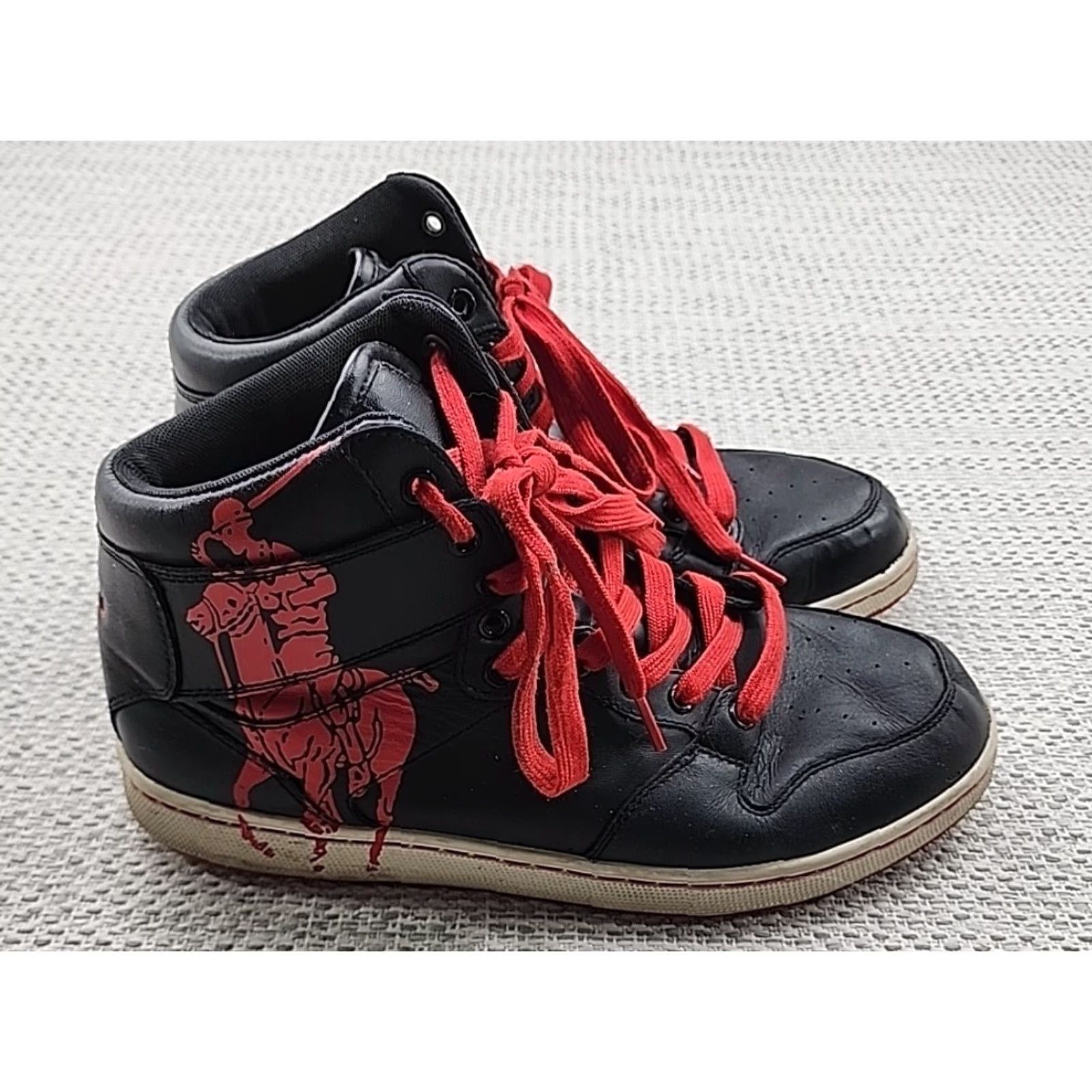 Polo Ralph Lauren Ralph Lauren Leather High Top Sneakers Mens 10.5 D Vance Black Big Pony Size US L / EU 52-54 / 3 - 5 Thumbnail